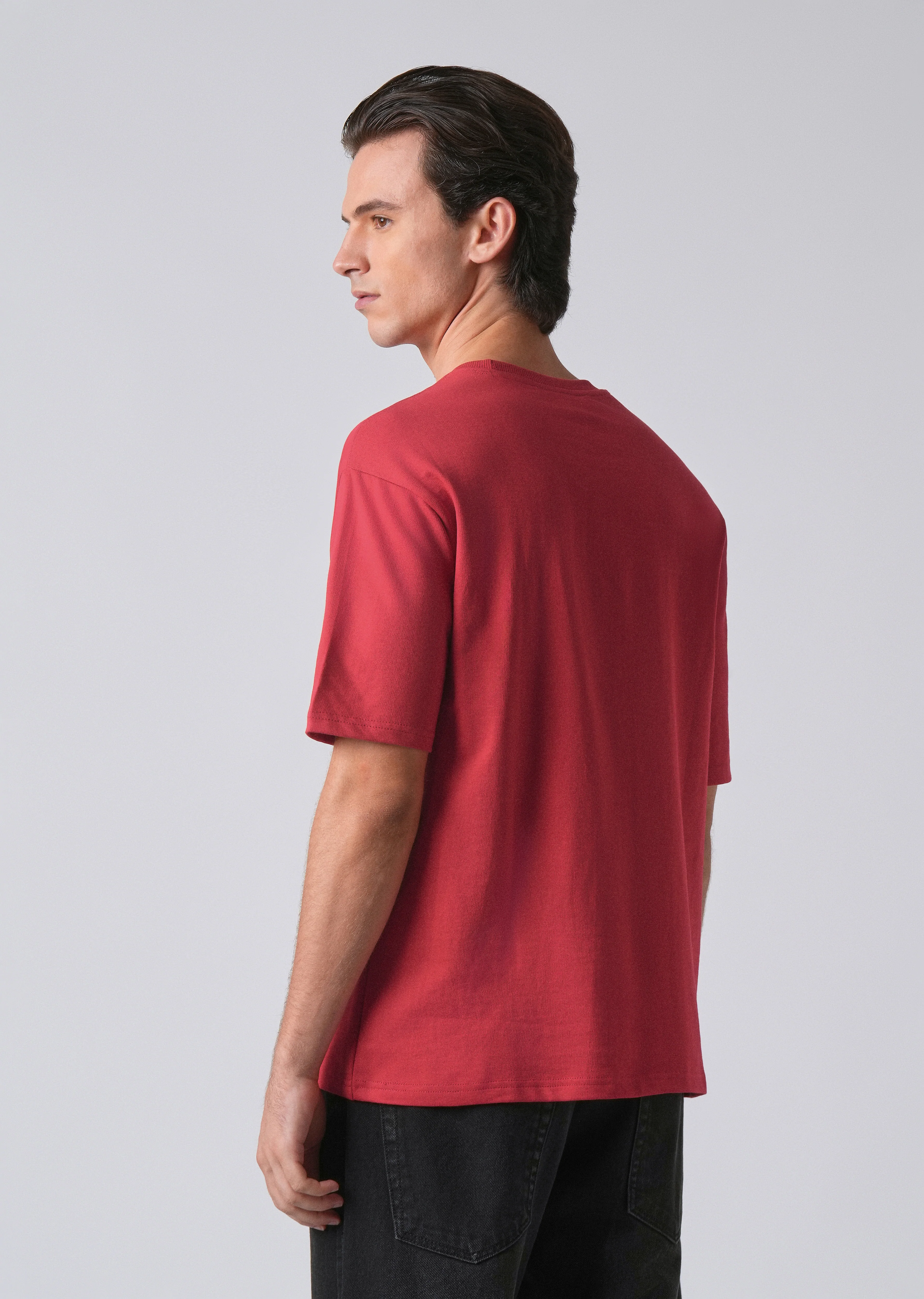 Crimson Red Basic Relaxed Fit T-shirt - Image 2