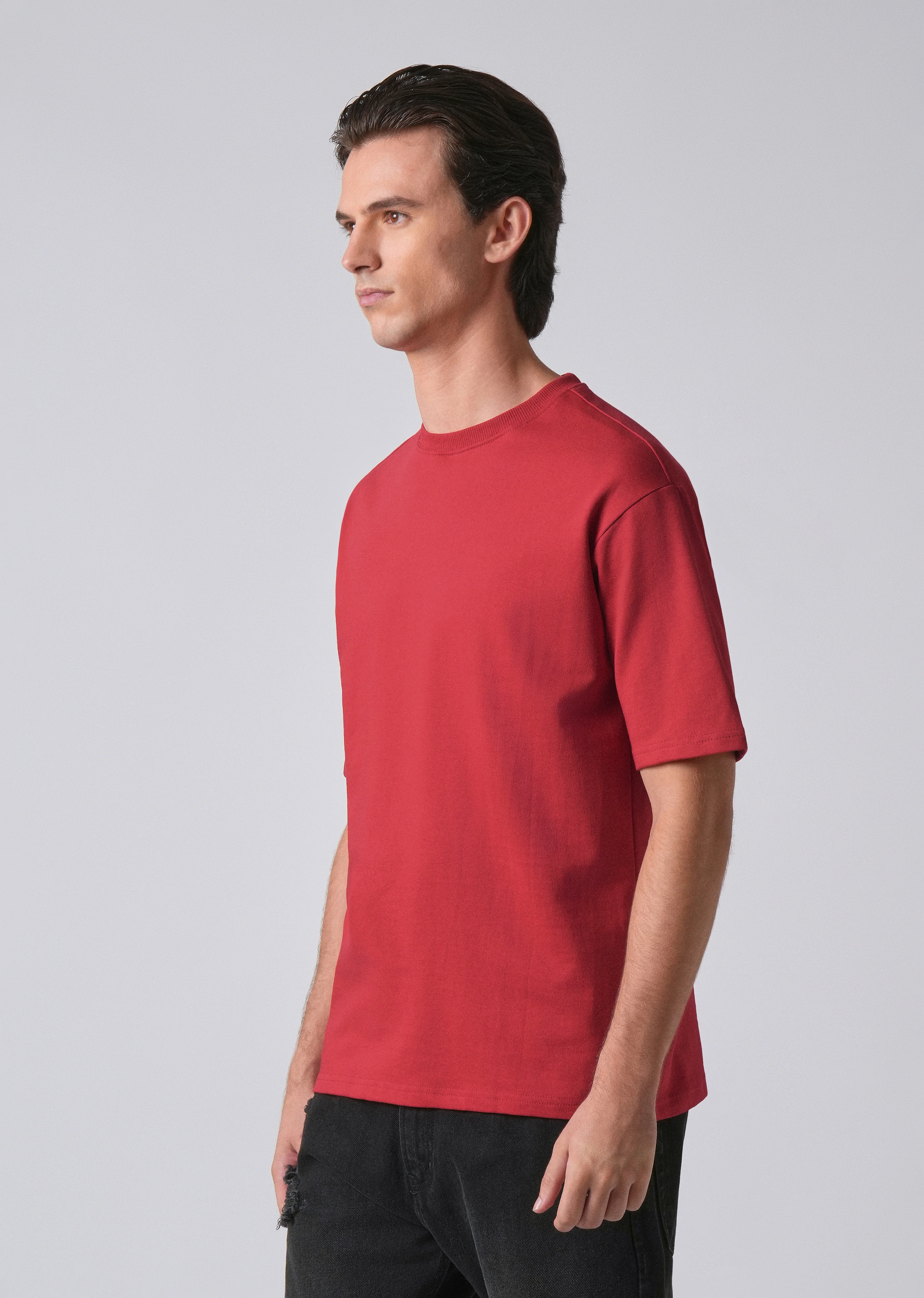 Crimson Red Basic Relaxed Fit T-shirt - Image 4