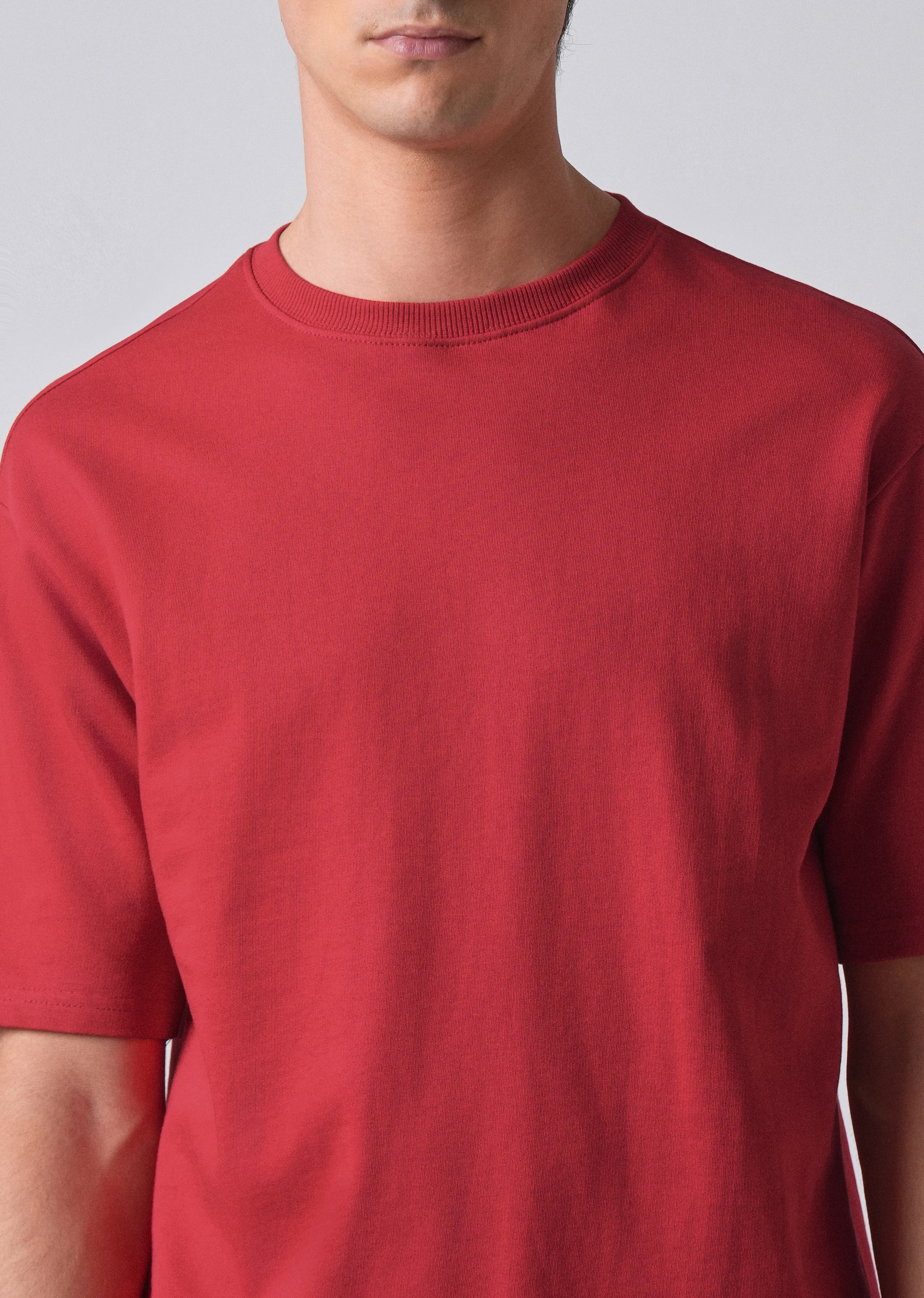 Crimson Red Basic Relaxed Fit T-shirt - Image 5