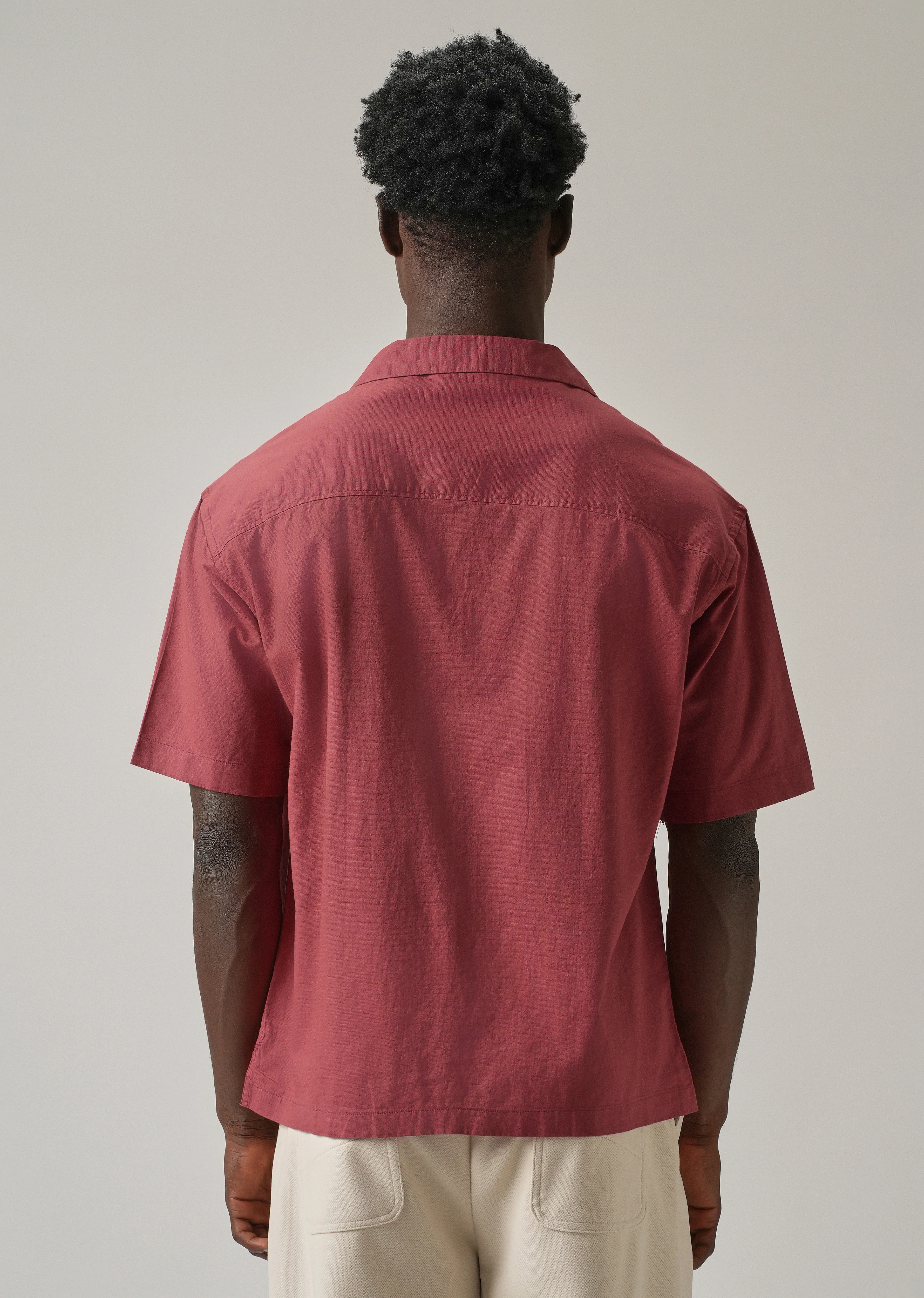 Crimson Red Cotton/Linen Shirt - Image 2