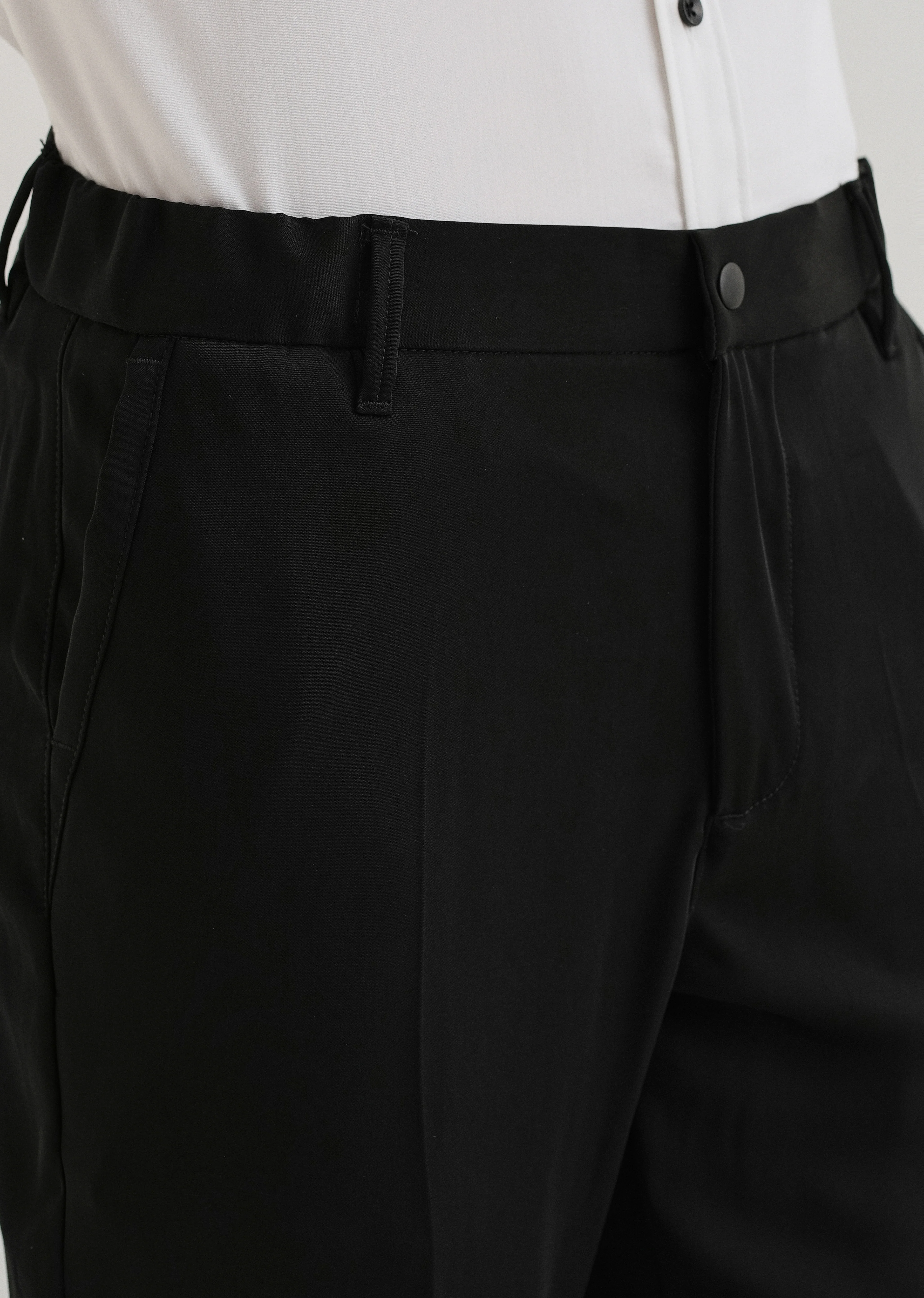 Raven Black Plain Slim Fit Elasticated Trouser - Image 6