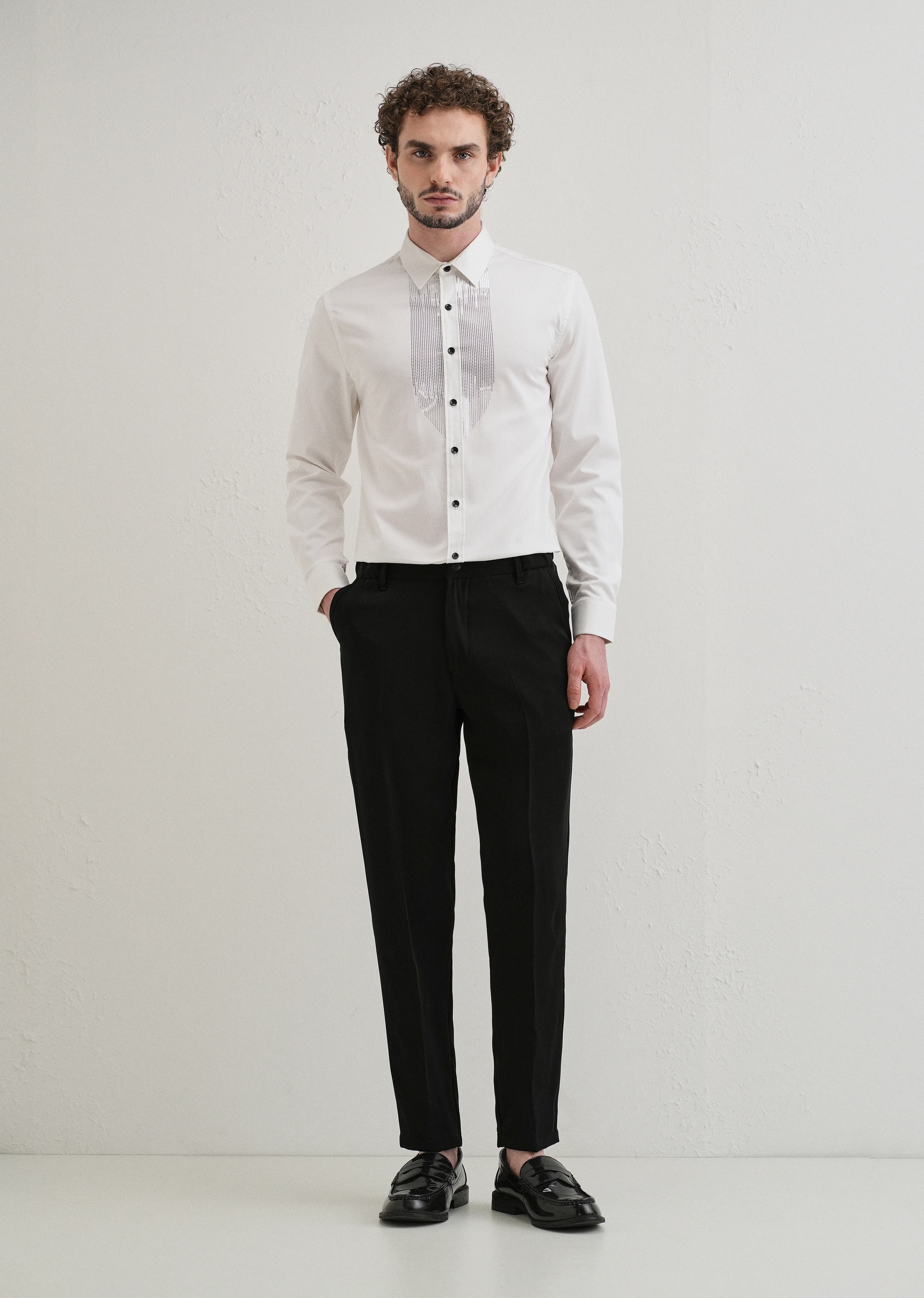 Raven Black Plain Slim Fit Elasticated Trouser - Image 7