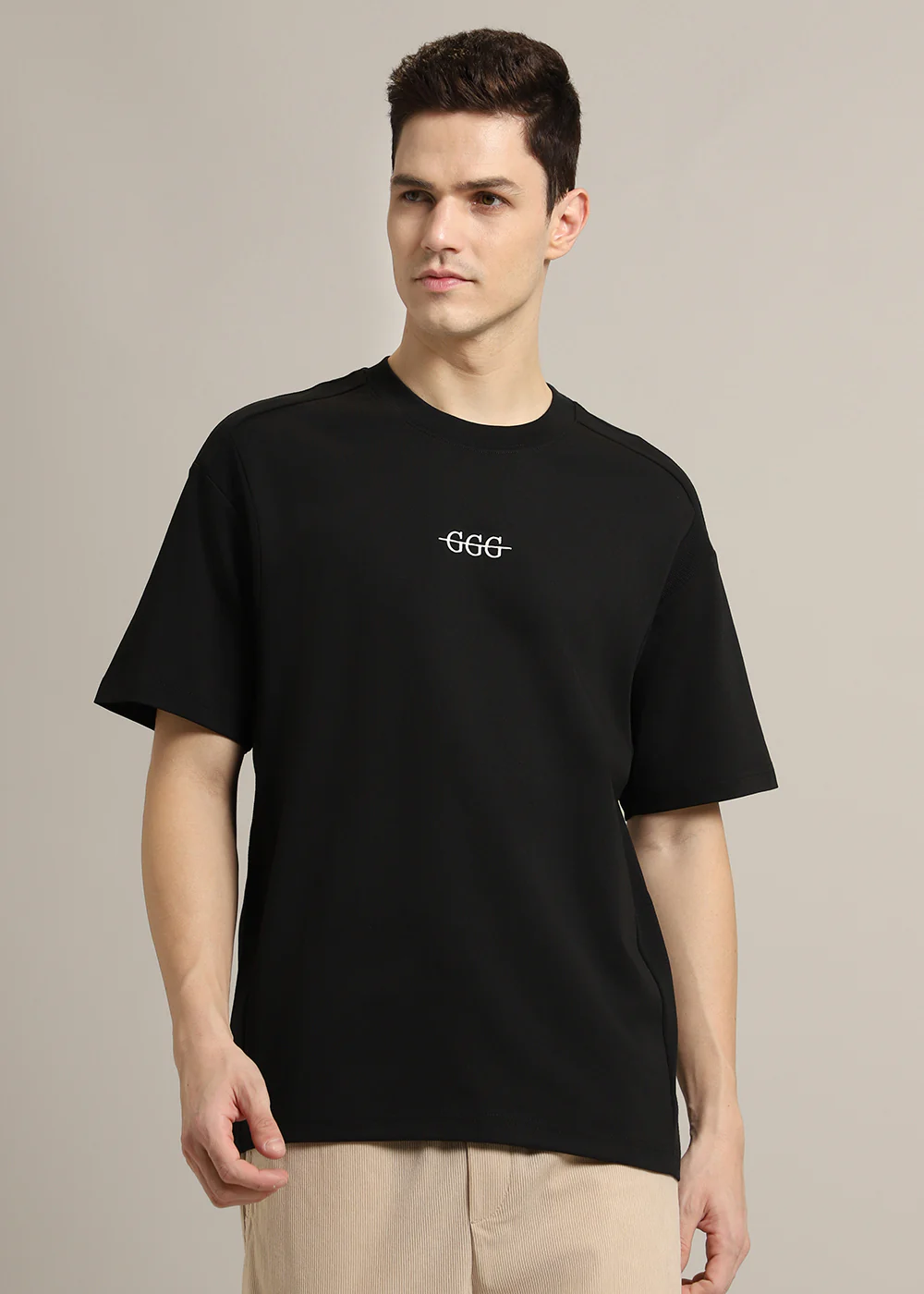 Cut And Sew Black Oversized T-shirt - Image 3