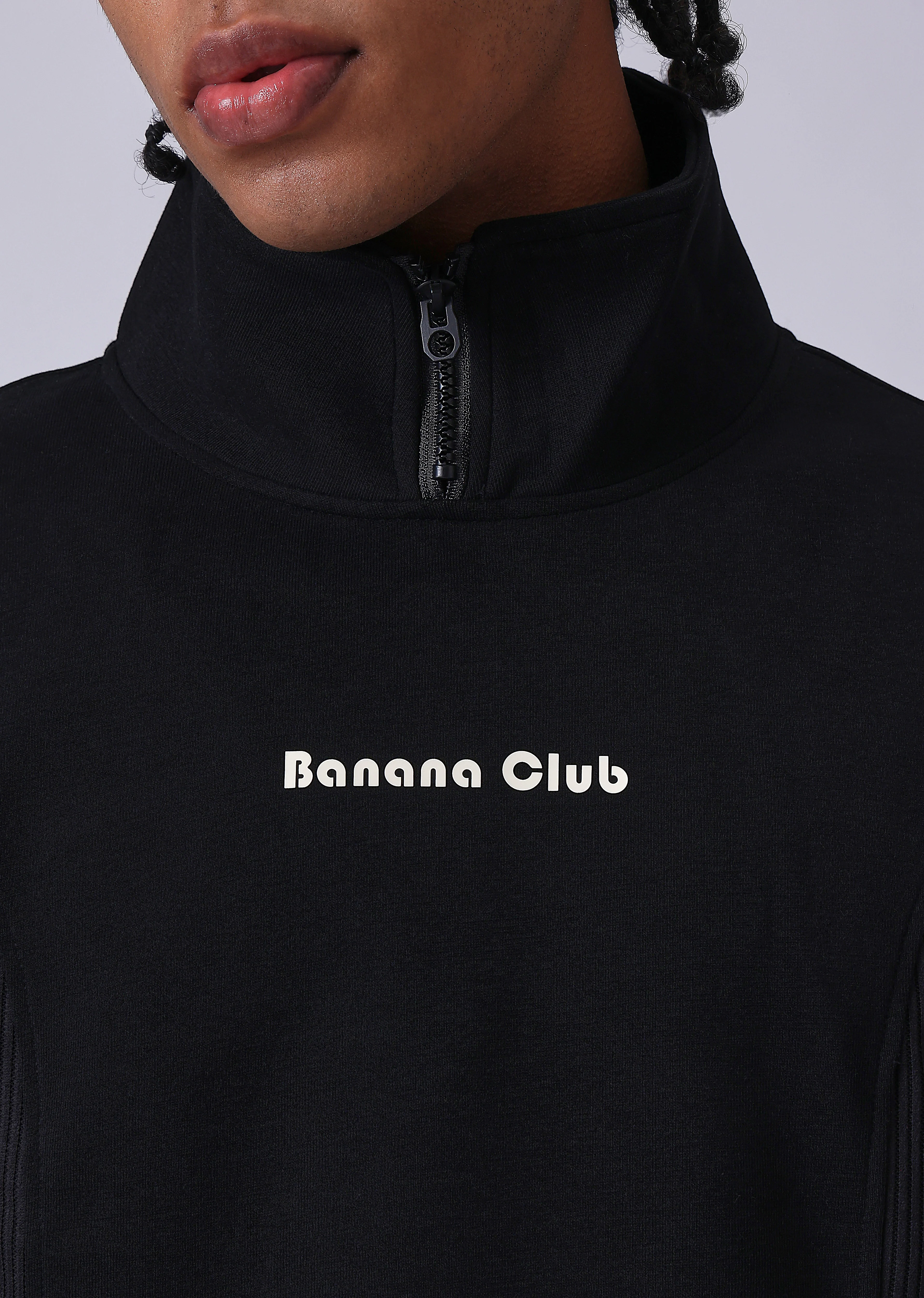 Cut and Sew Black Zipper Sweatshirt - Image 5