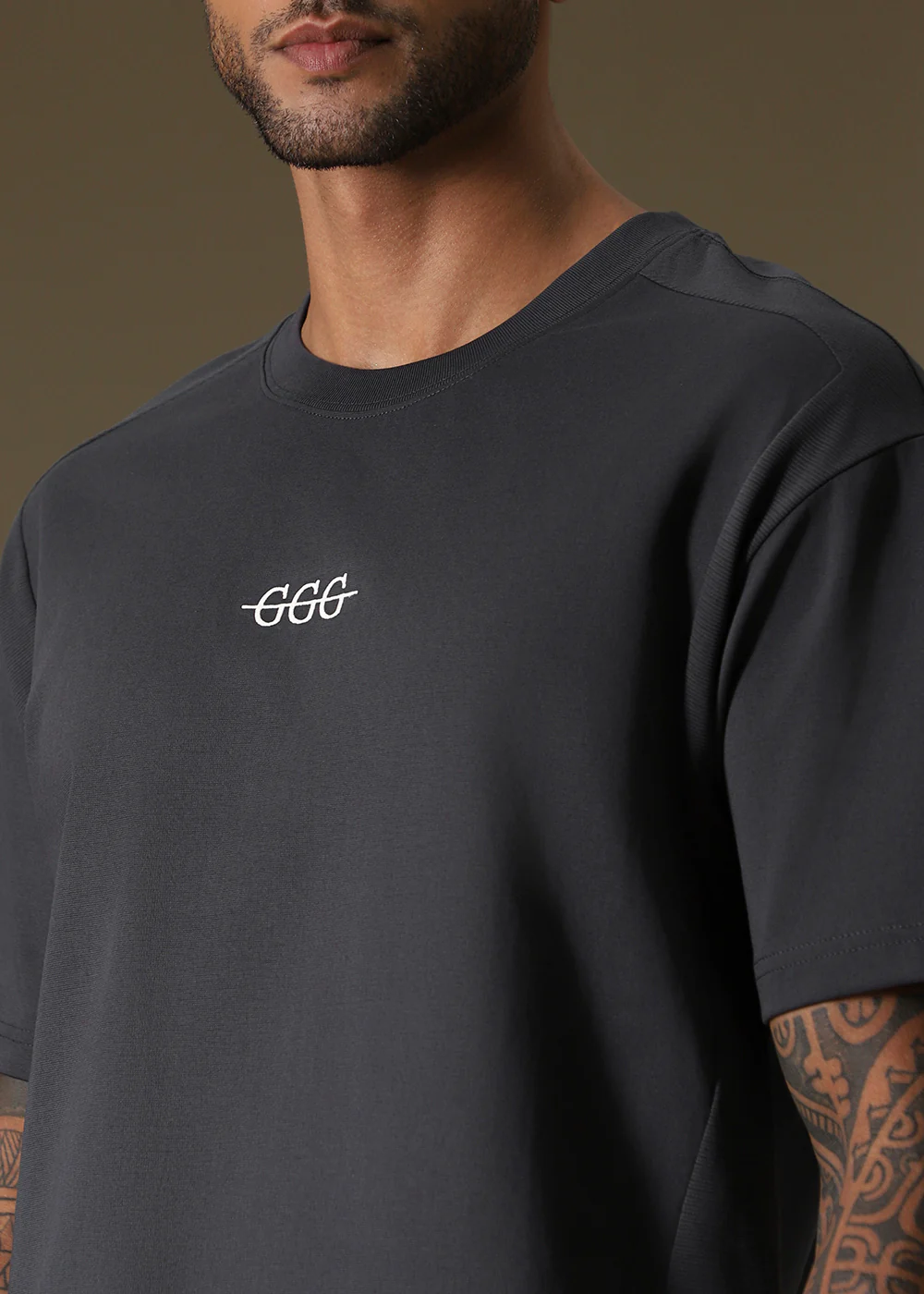 Cut And Sew Grey Oversized T-shirt - Image 2
