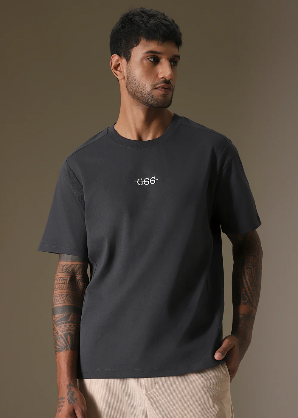 Cut And Sew Grey Oversized T-shirt - Image 3