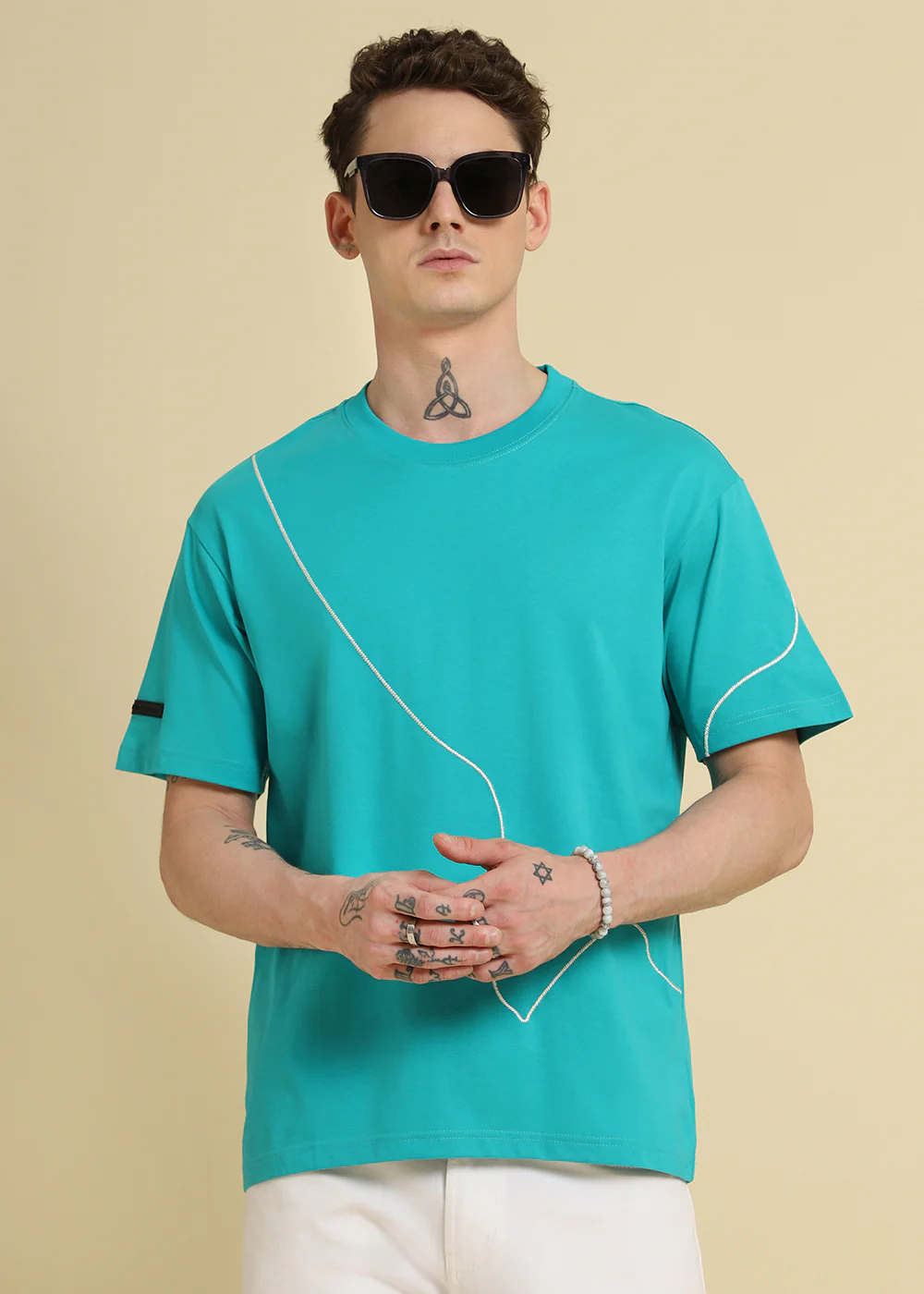 Cyan Line Oversized T-shirt - Image 3