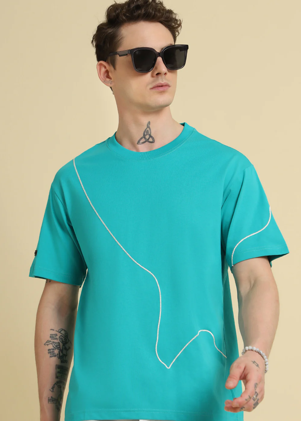 Cyan Line Oversized T-shirt - Image 6