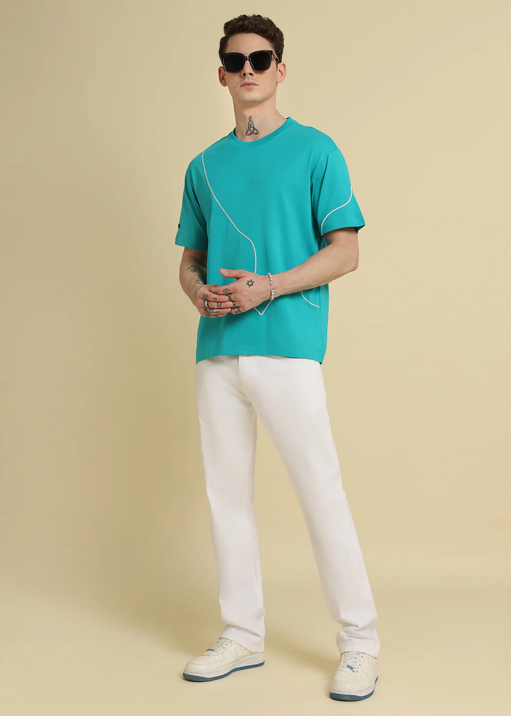 Cyan Line Oversized T-shirt - Image 7