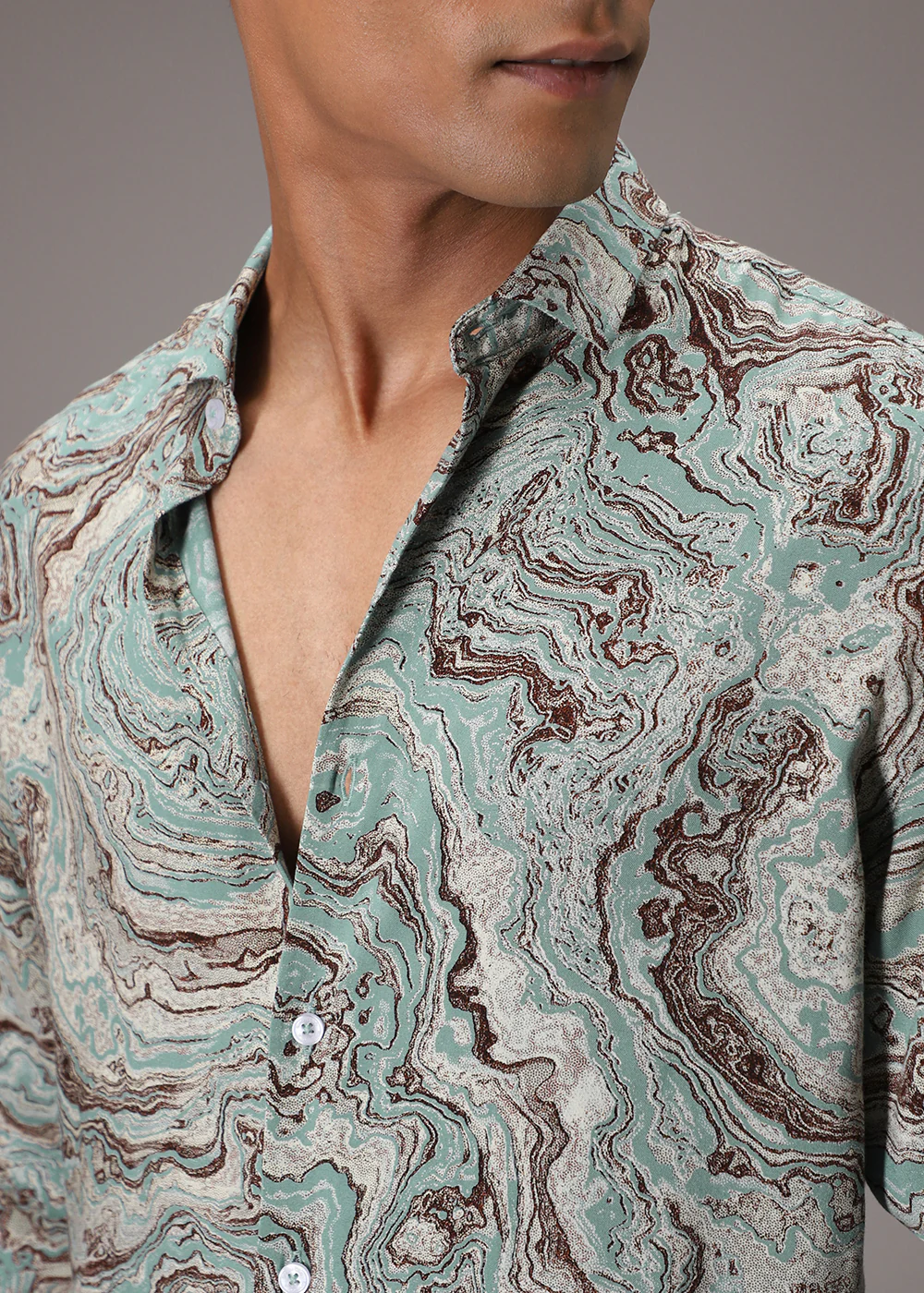 Cyan Marble Wash Feather Shirt - Image 2