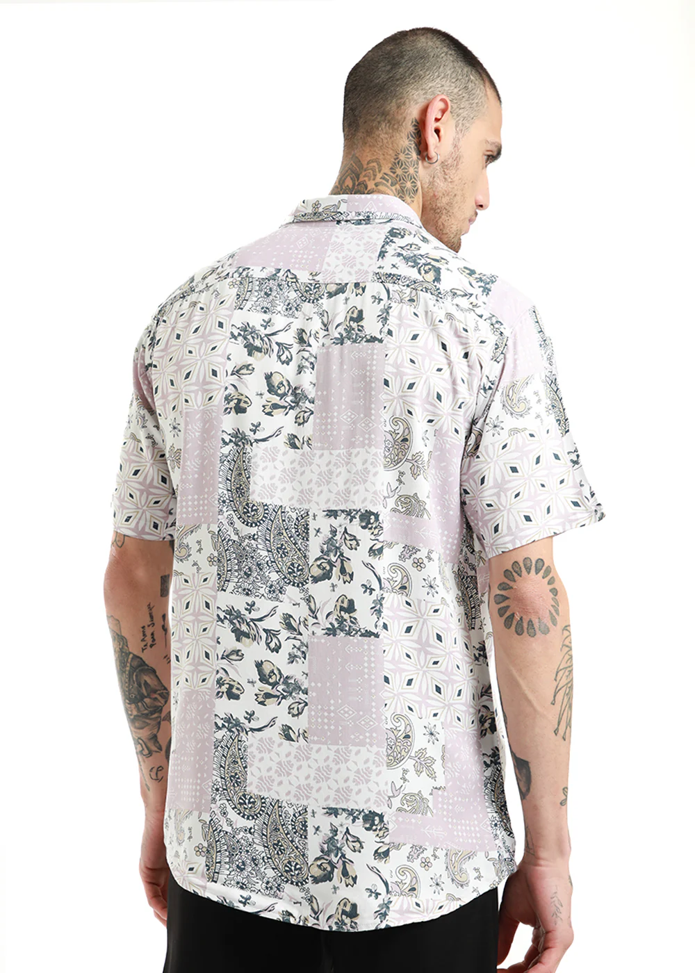 Damask Print Half Sleeve Shirt - Image 5