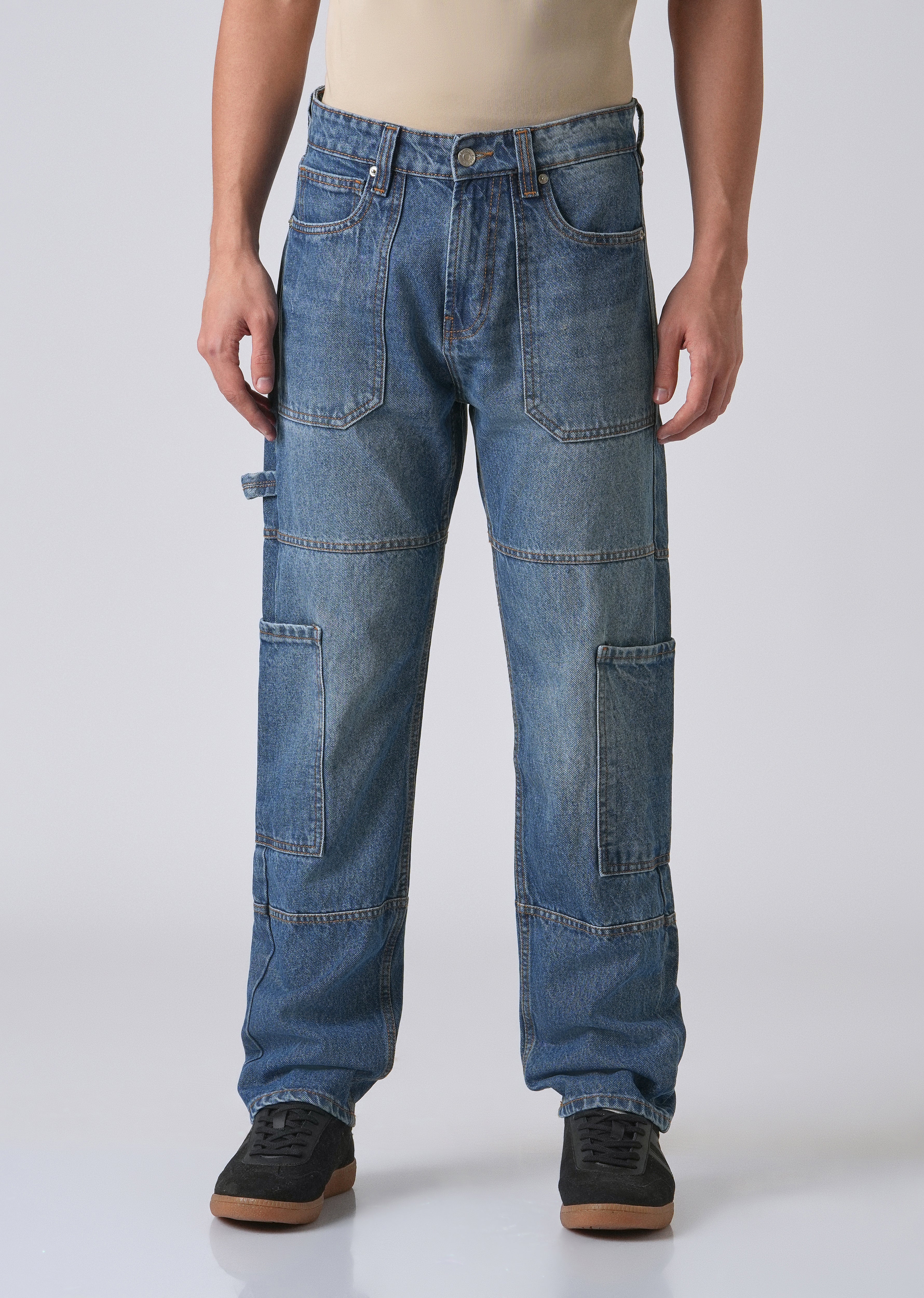 Dapper Pebble Blue Baggy fit Jeans - Image 3