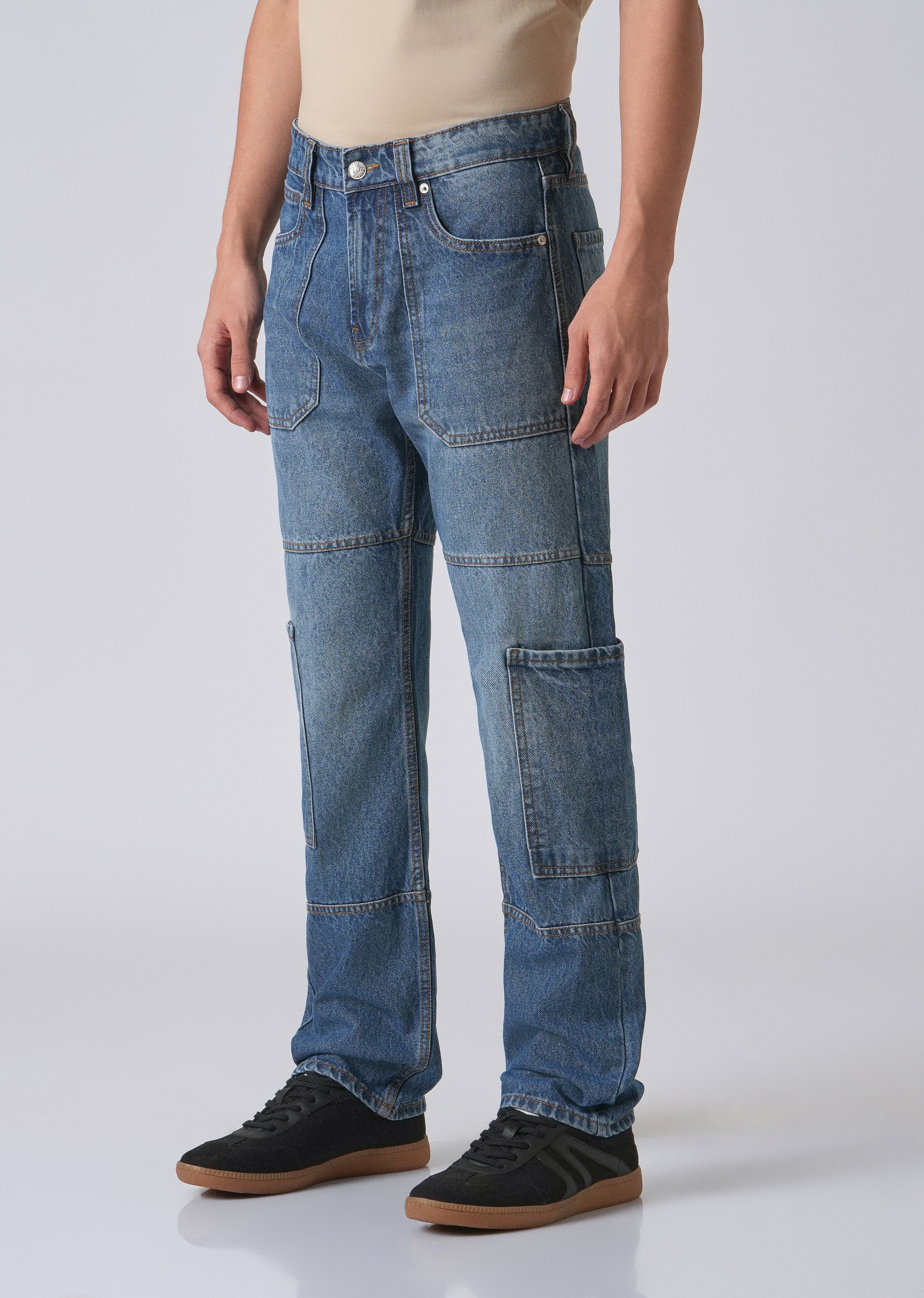 Dapper Pebble Blue Baggy fit Jeans - Image 4