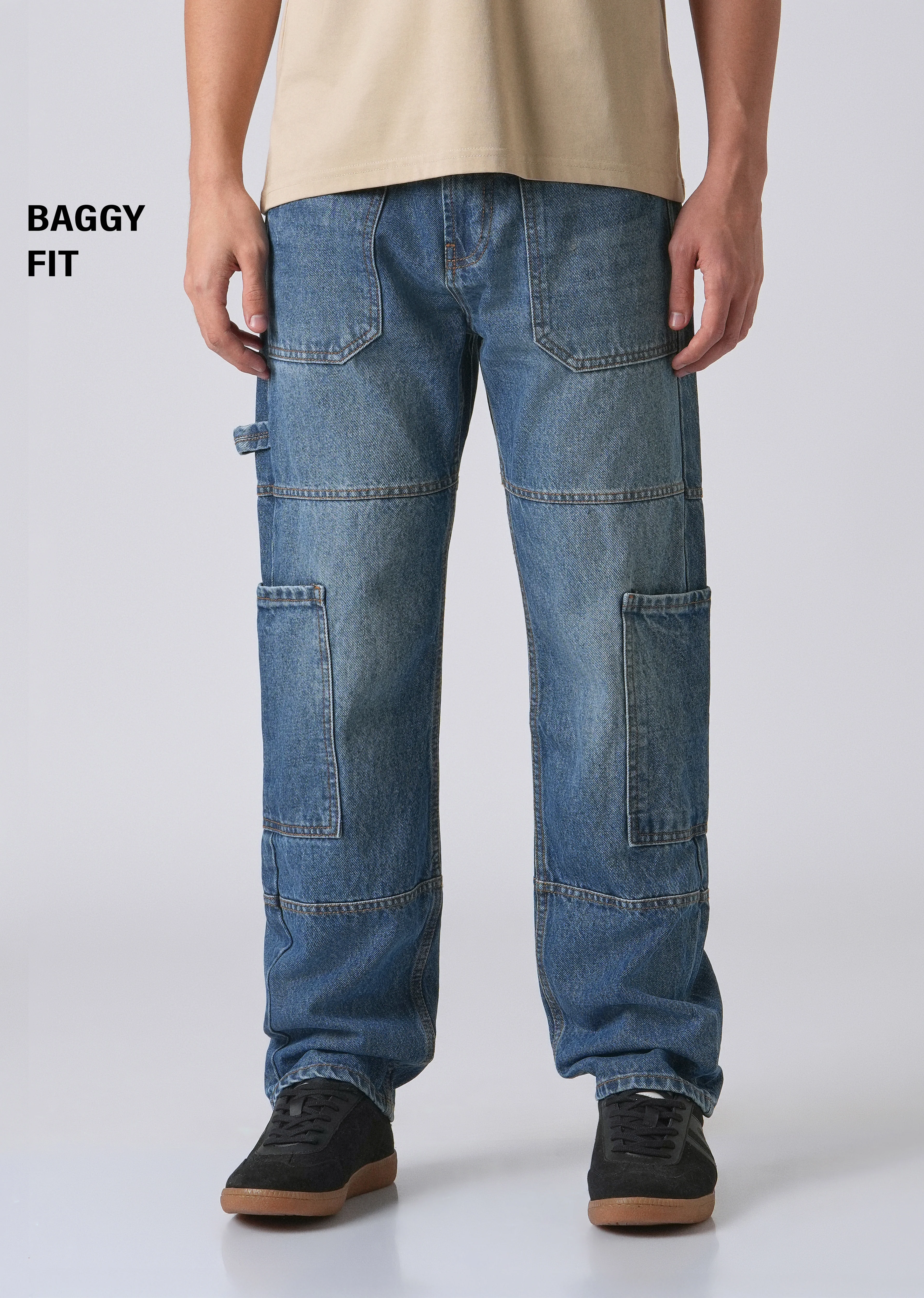 Dapper Pebble Blue Baggy fit Jeans - Image 7