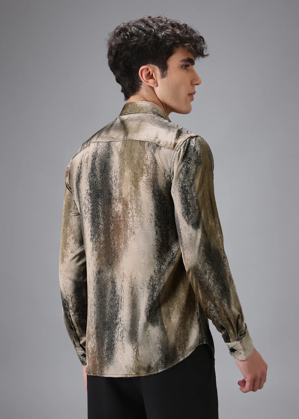 Dark Beige Abstract Printed Shirt - Image 4