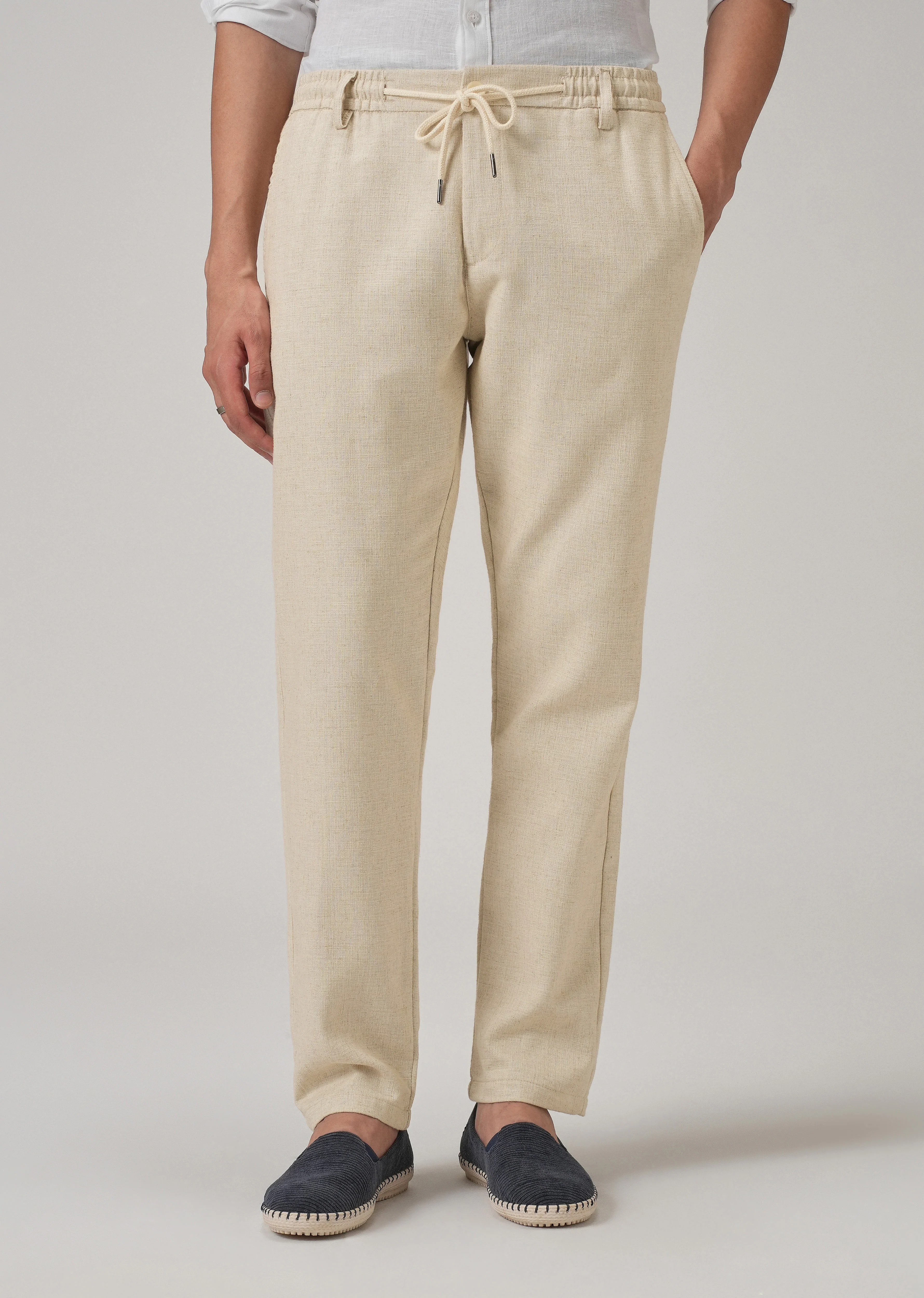 Dark Beige Blended Linen Pant - Image 4