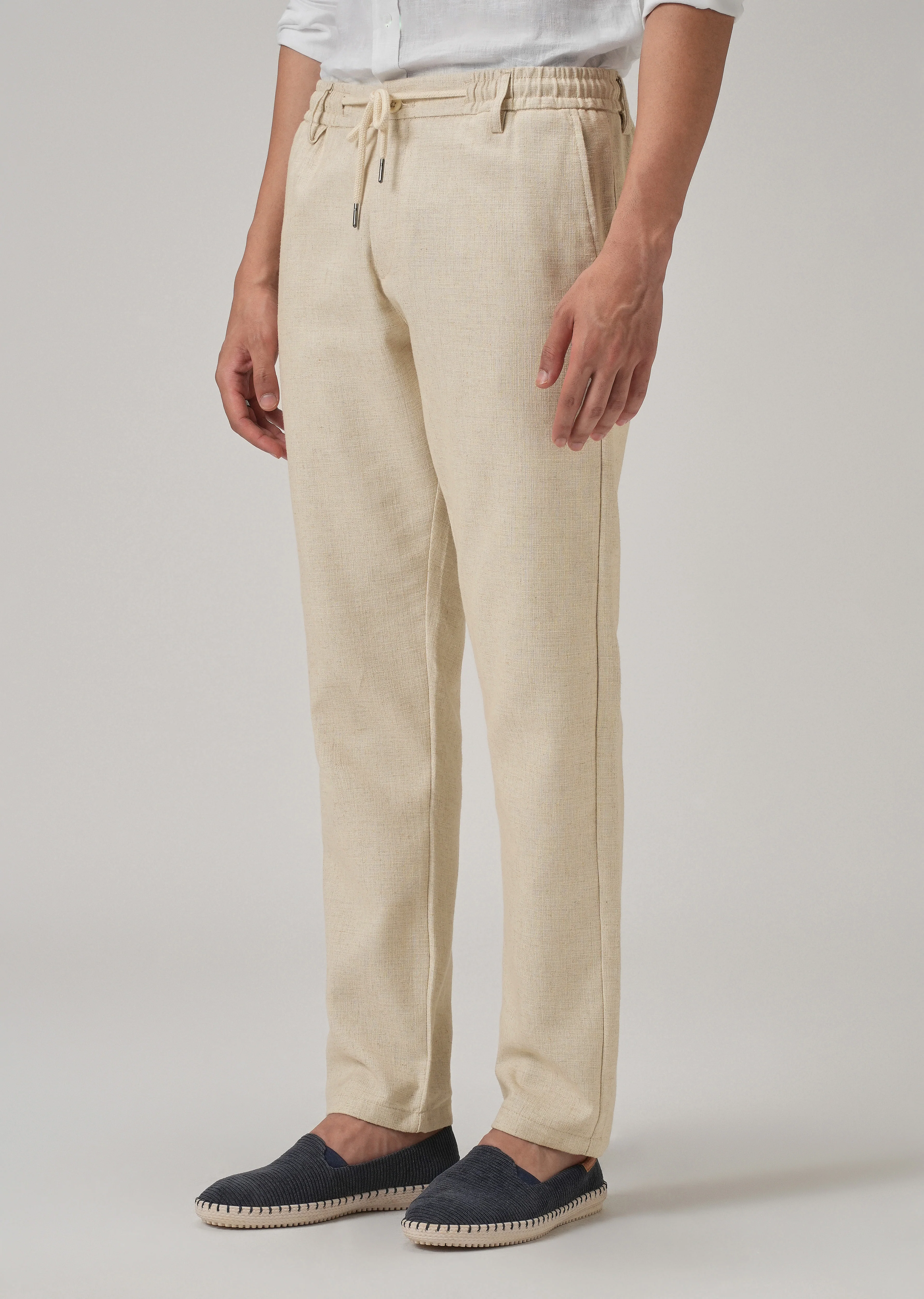 Dark Beige Blended Linen Pant - Image 5