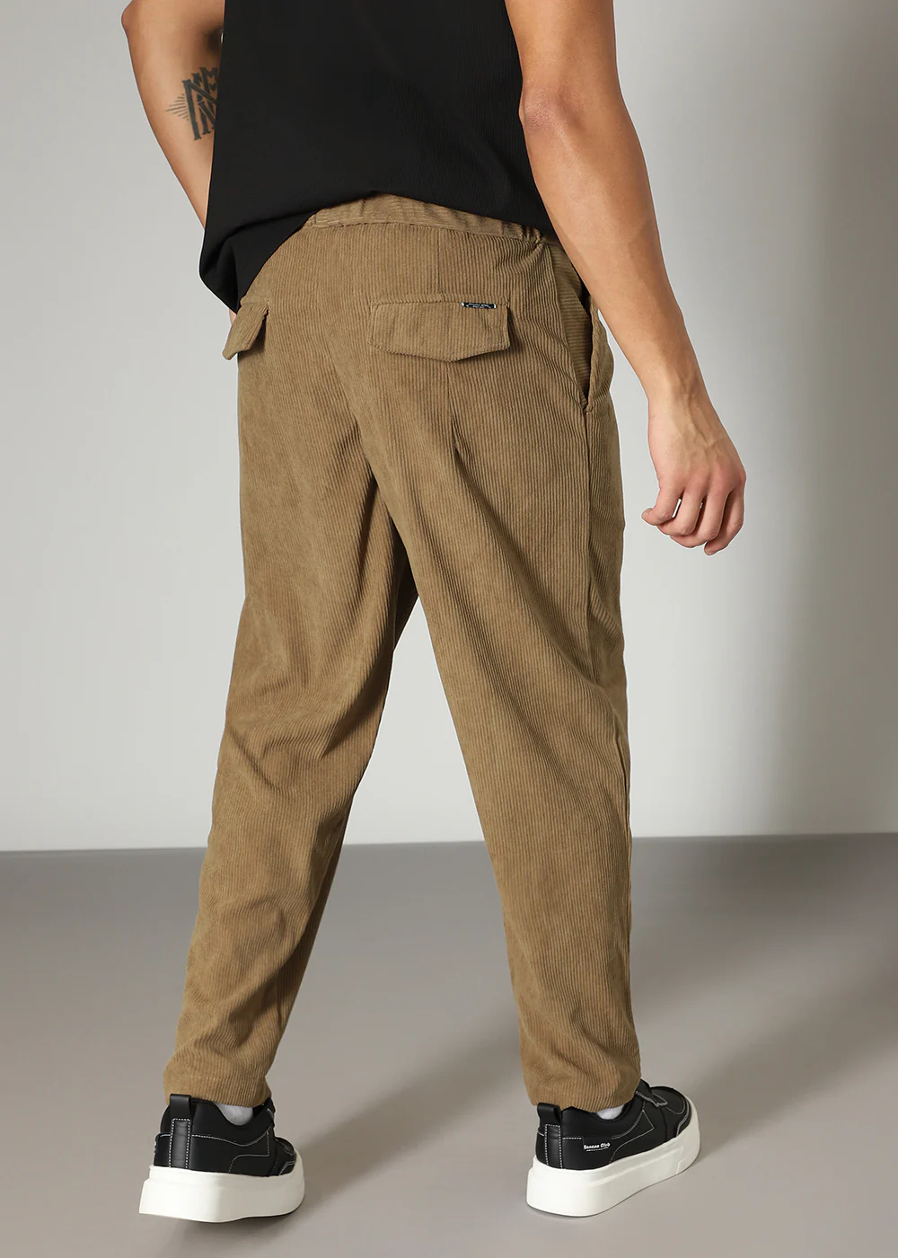 Dark Beige Drawstring Corduroy Pant - Image 4