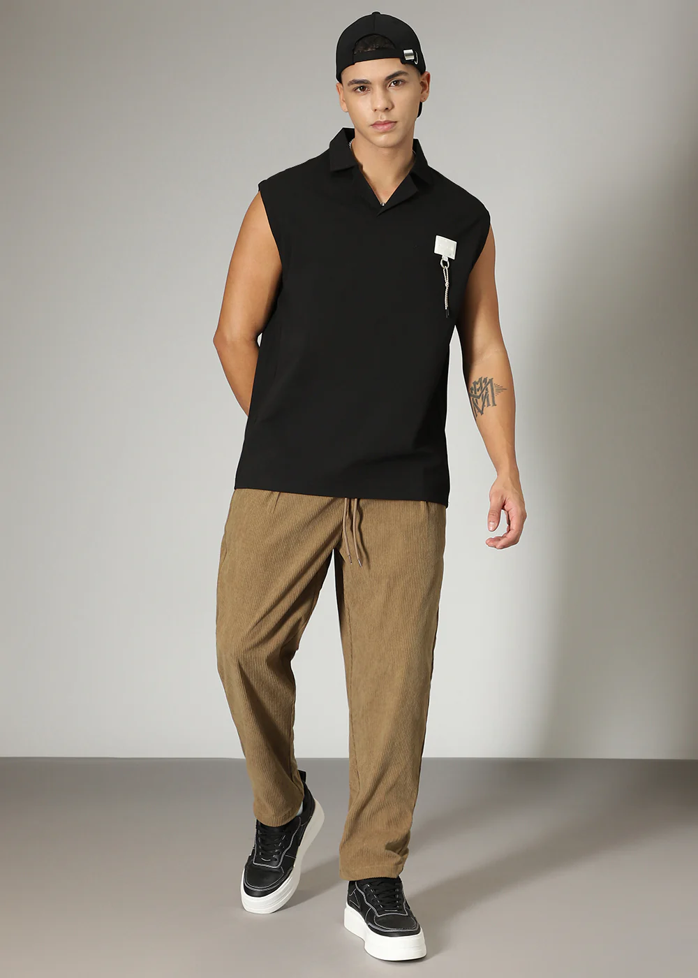 Dark Beige Drawstring Corduroy Pant - Image 6