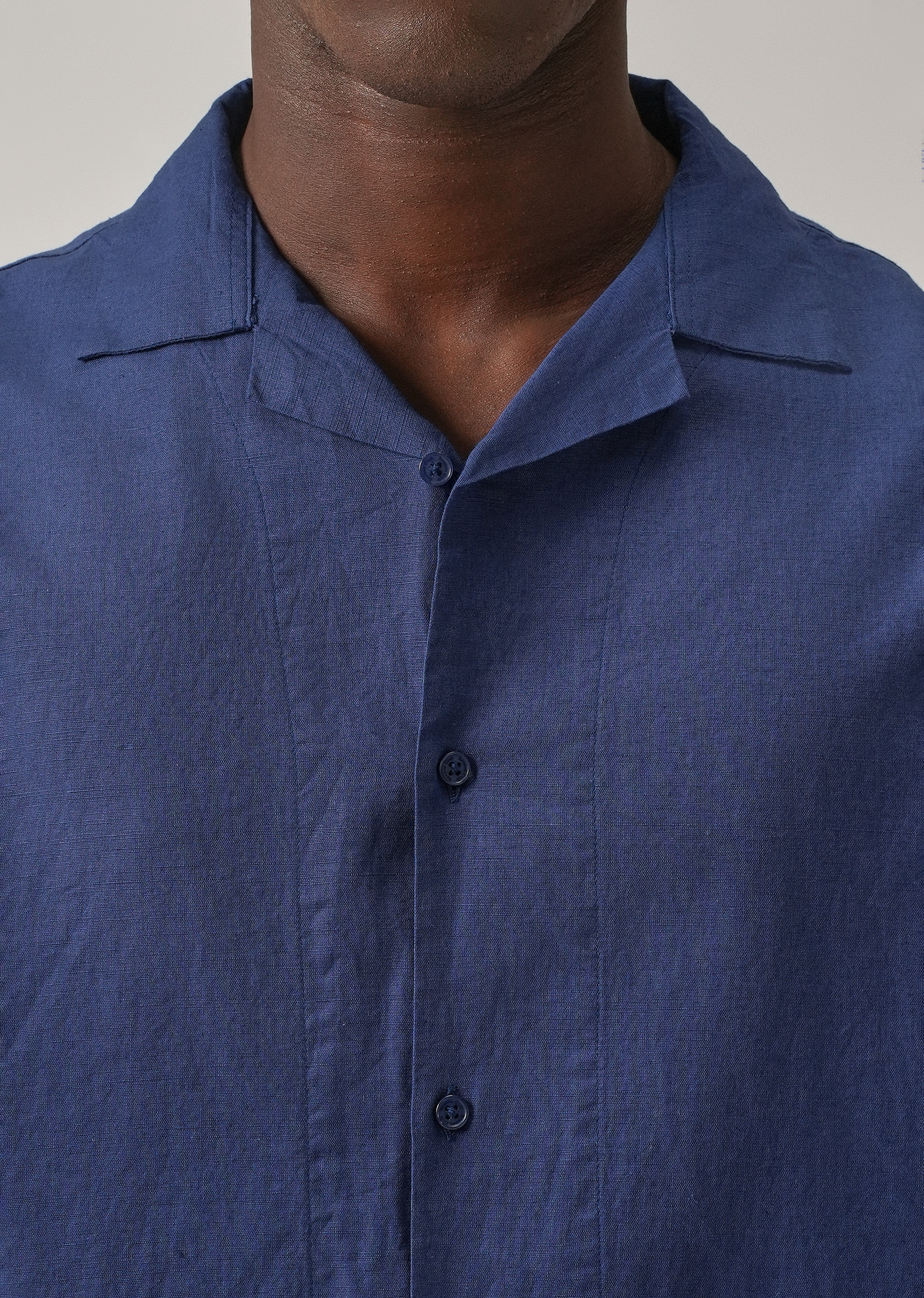 Dark Blue Cotton Linen Shirt - Image 5