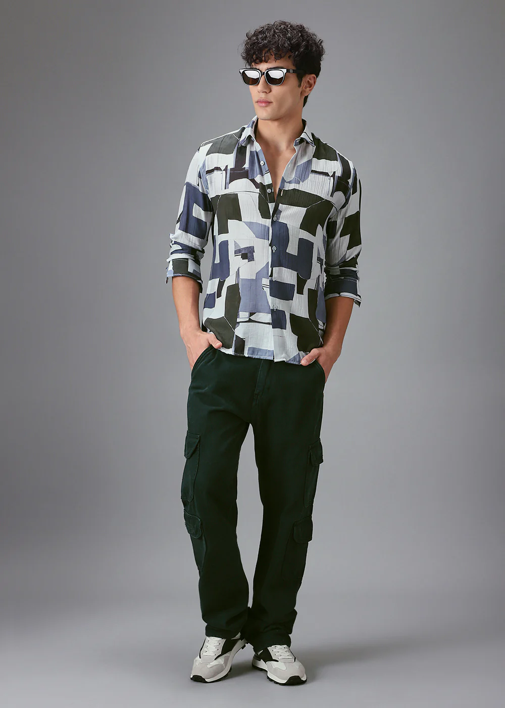 Dark Blue Crushed Printed Shirt - Image 6