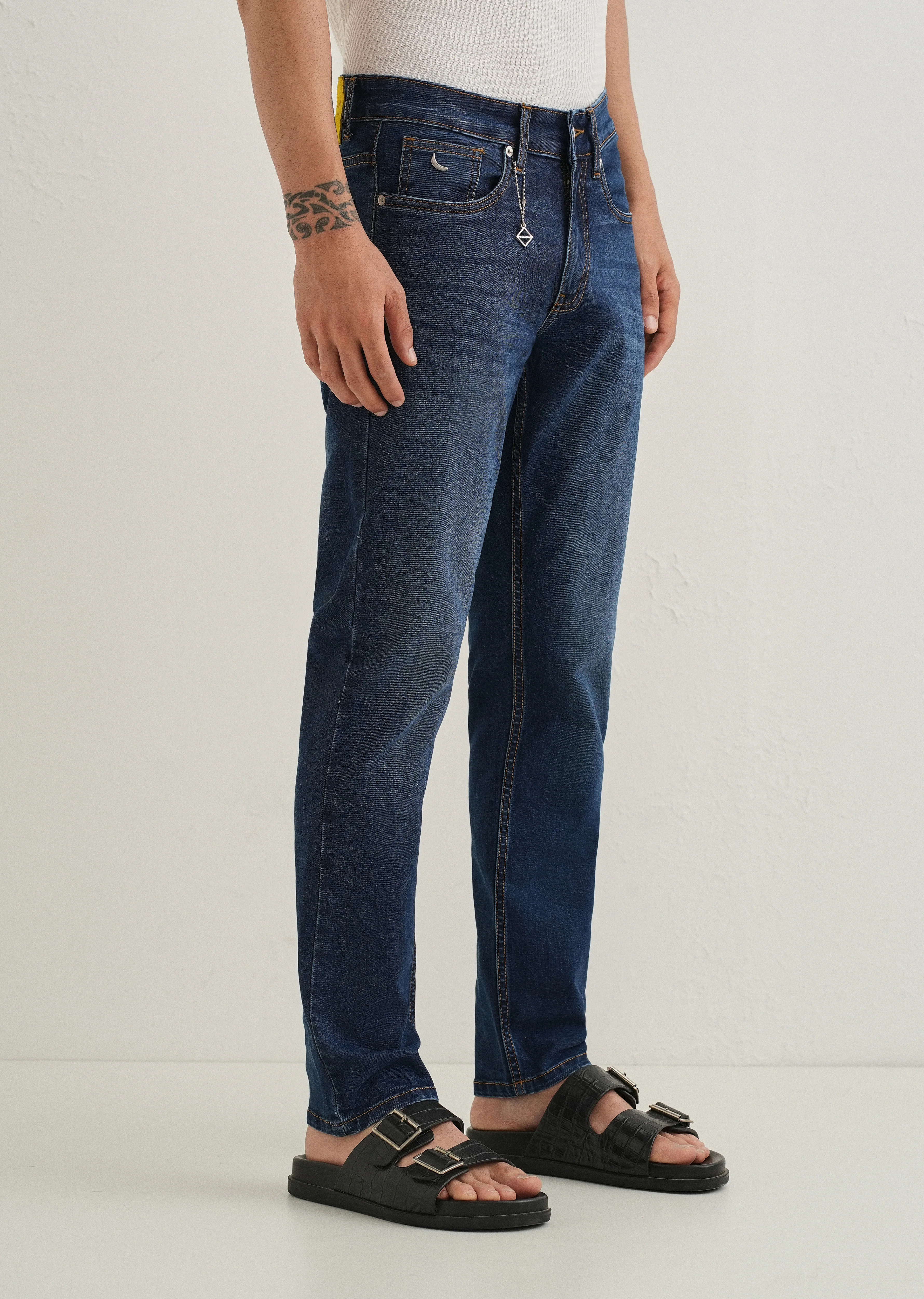 Dark Blue Fade Ankle Fit Jeans - Image 5