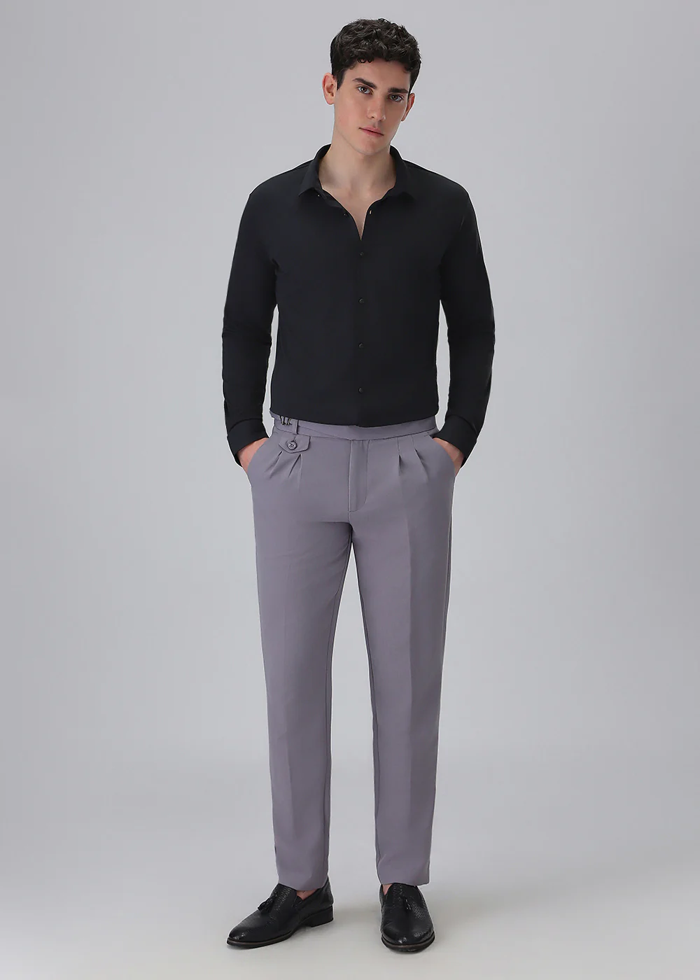 Dark Blue Plain Stitchless Stretch Shirt - Image 6