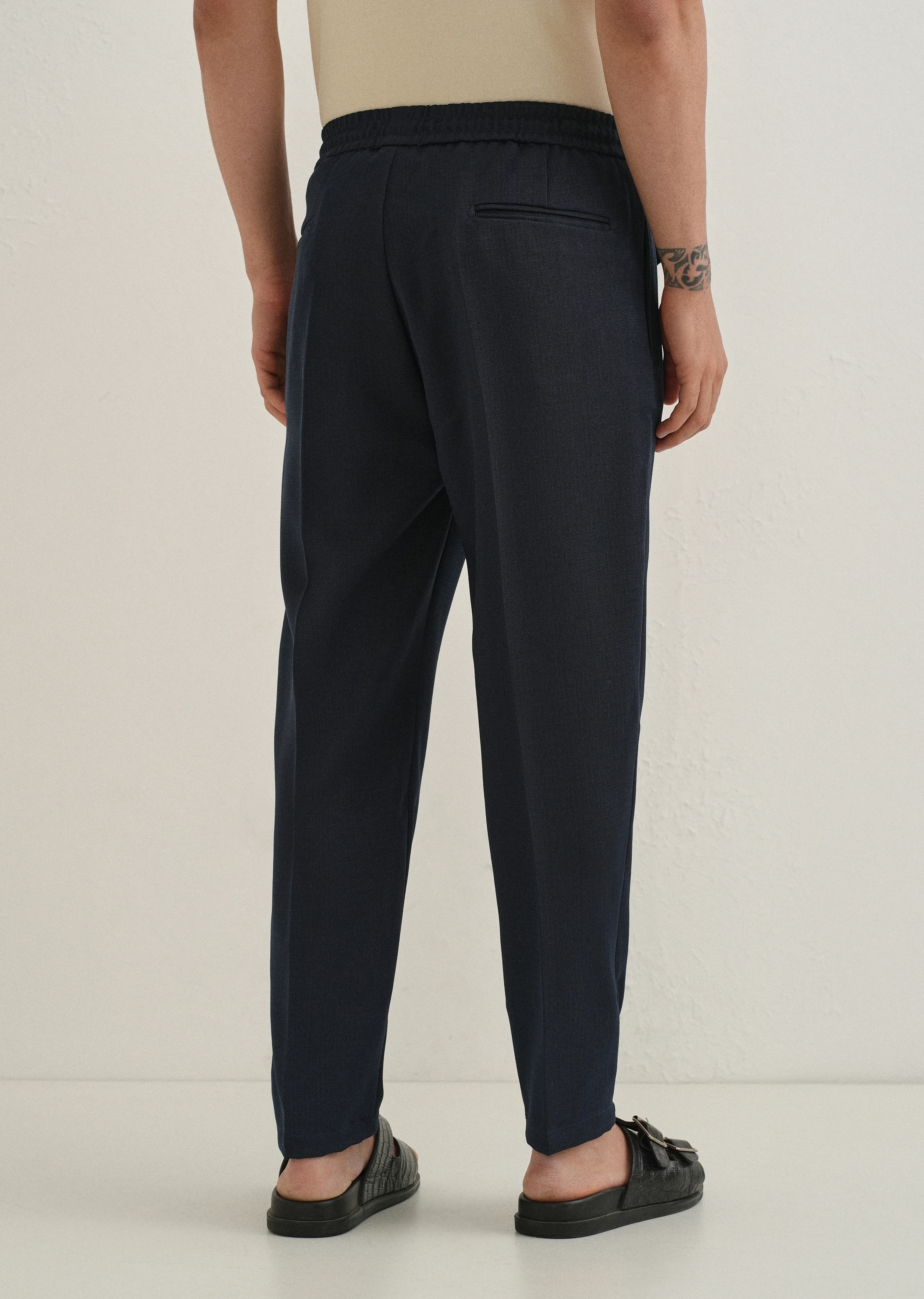 Dark Blue Pleated Korean Pant - Image 2