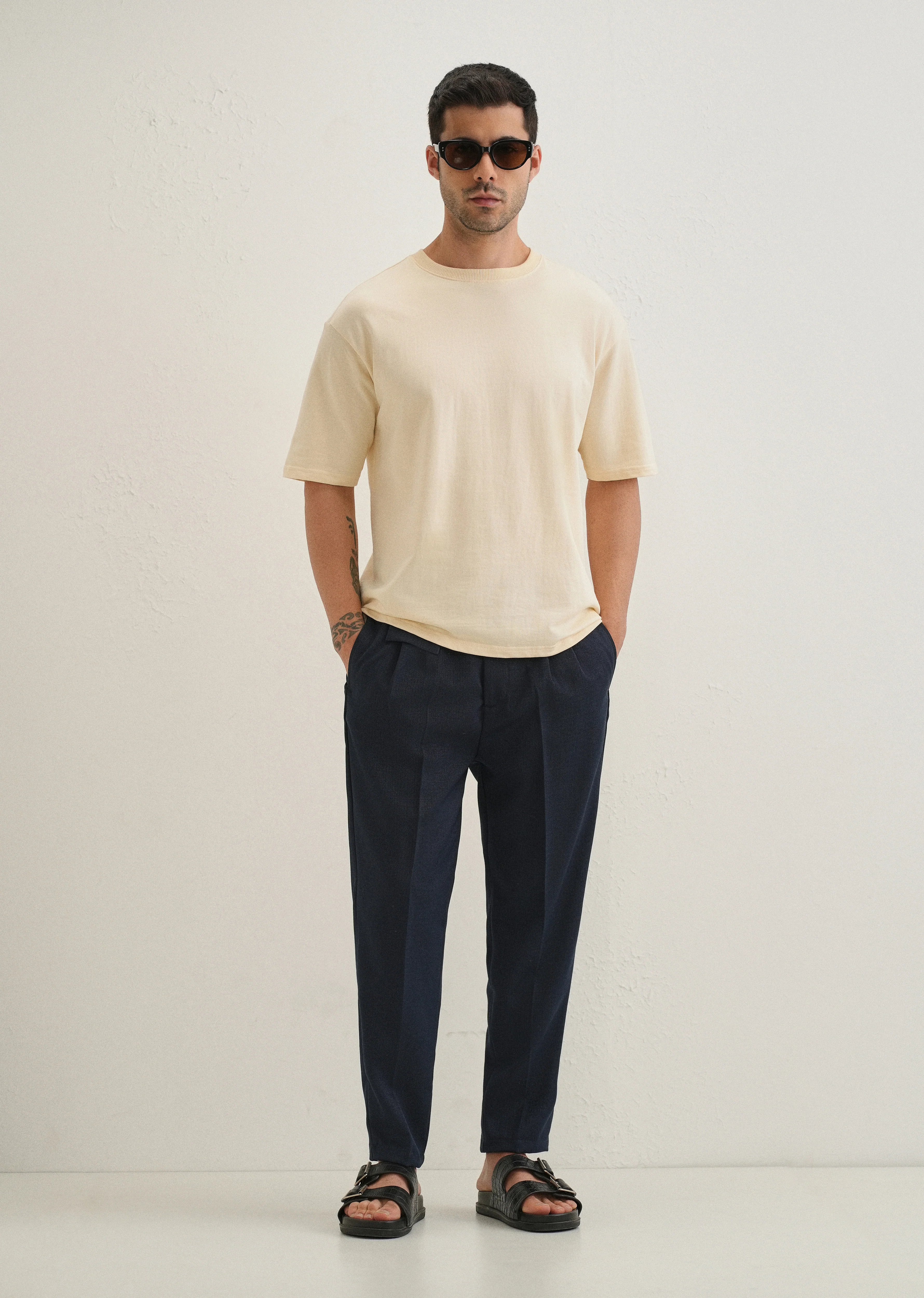 Dark Blue Pleated Korean Pant - Image 6