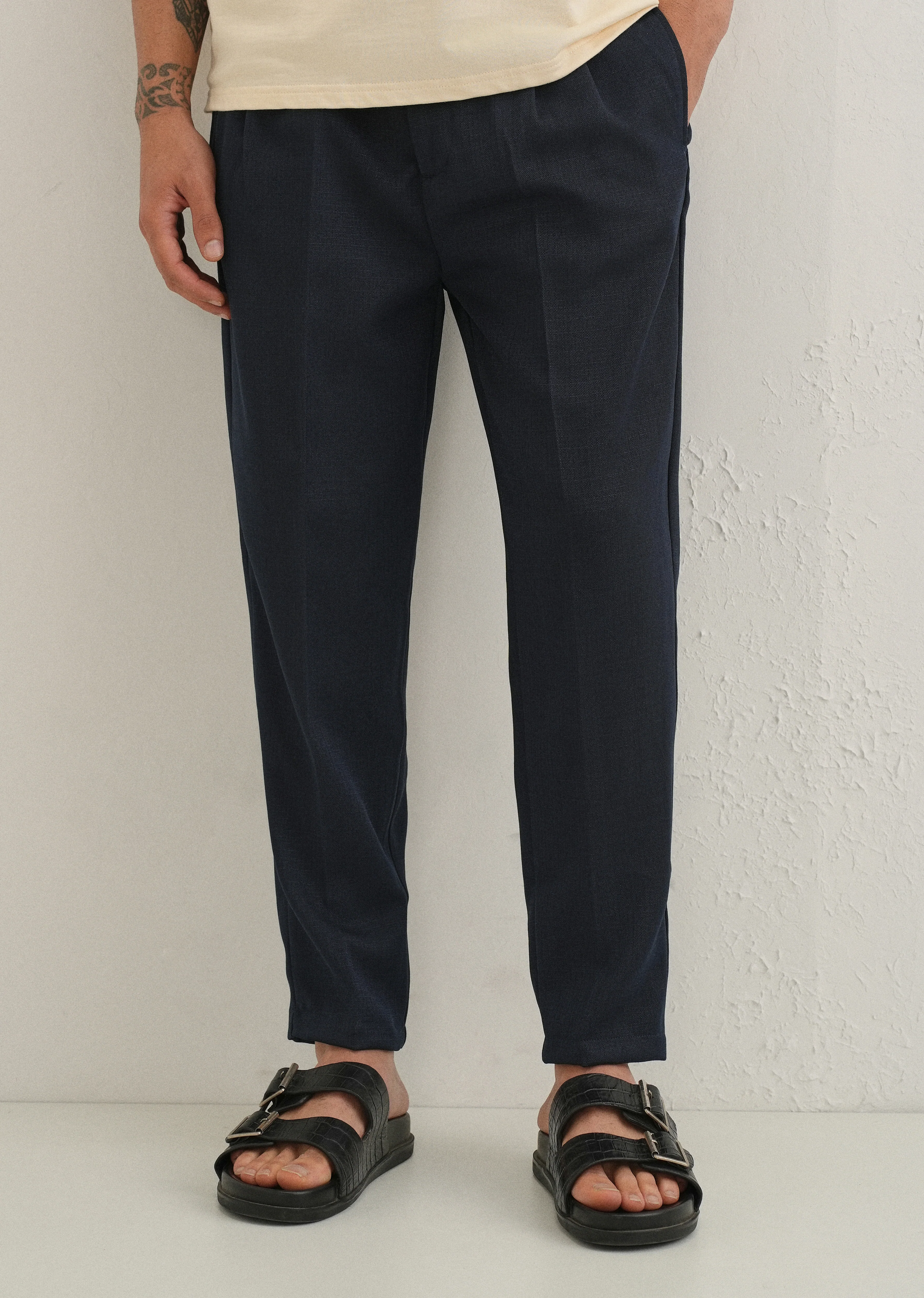 Dark Blue Pleated Korean Pant - Image 7