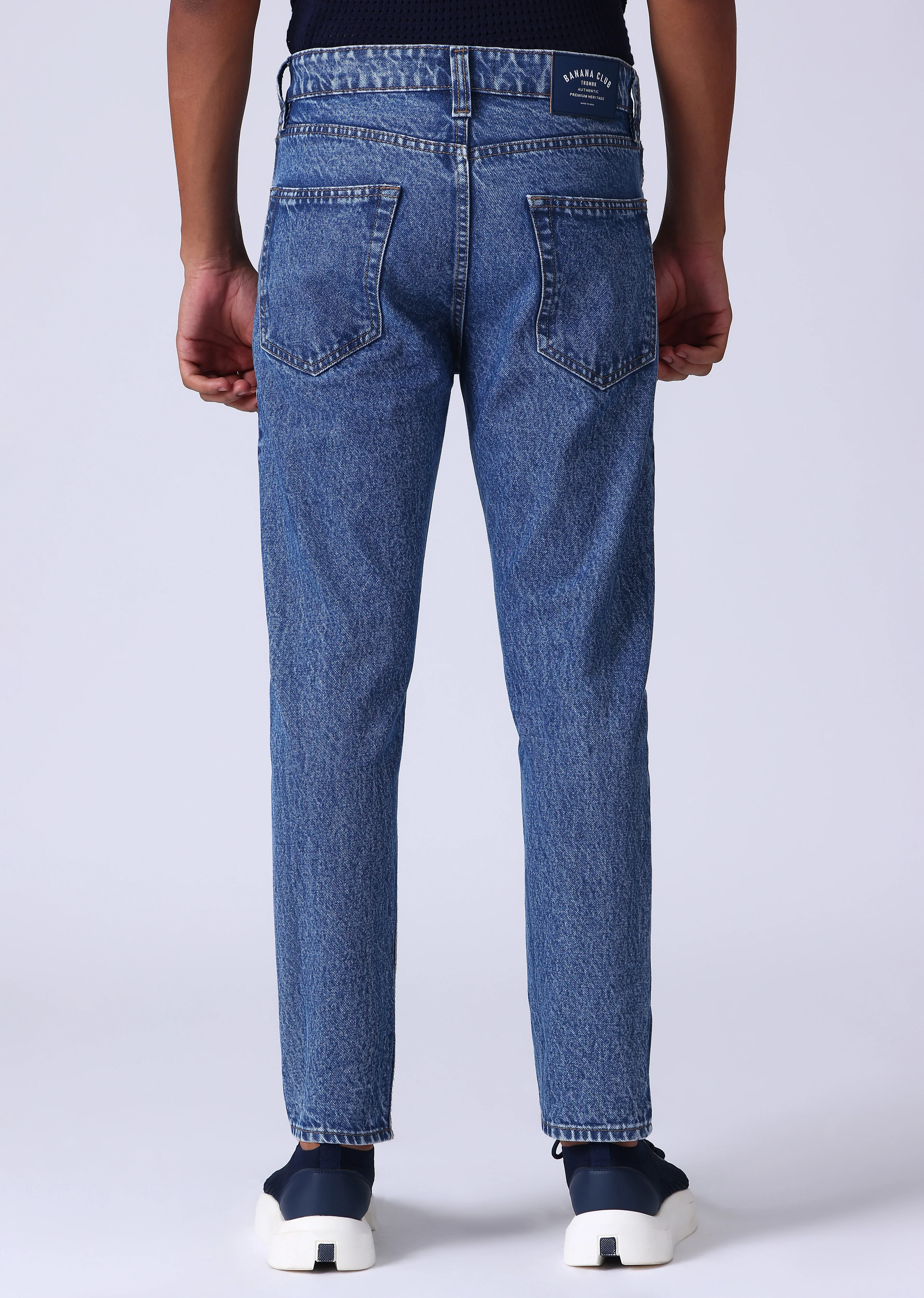 Dark Blue Wash Carrot Fit Jeans - Image 2