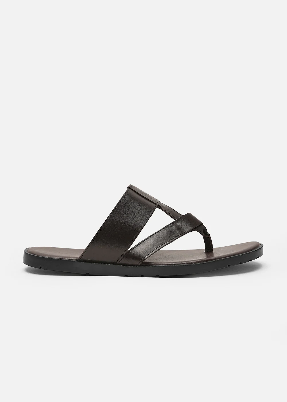 Dark Brown Layered T-strap Sandals - Image 2