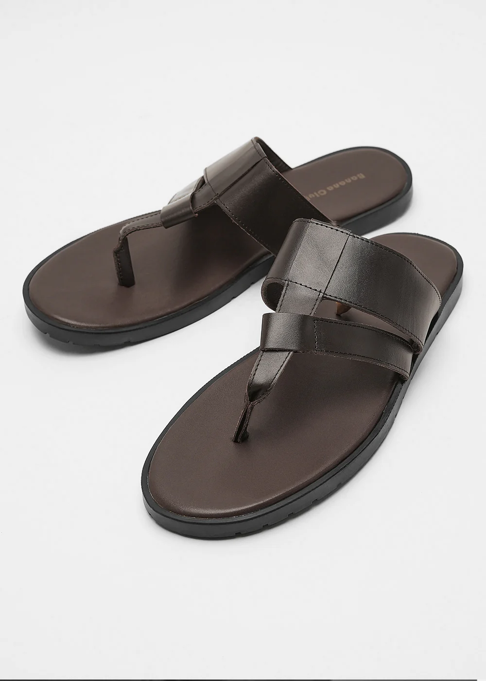 Dark Brown Layered T-strap Sandals - Image 4
