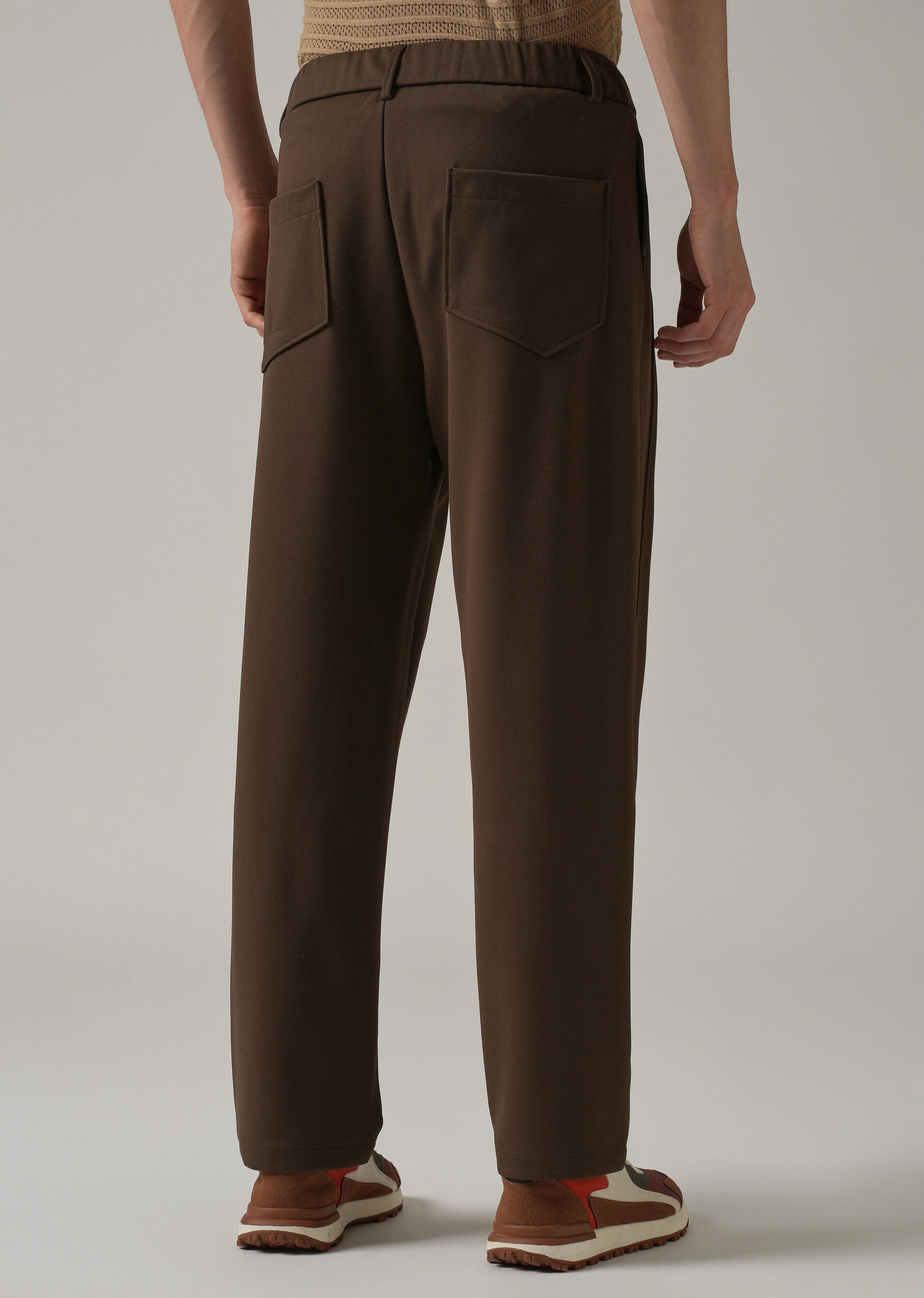 Dark Brown Textured Stretch Pant - Image 2