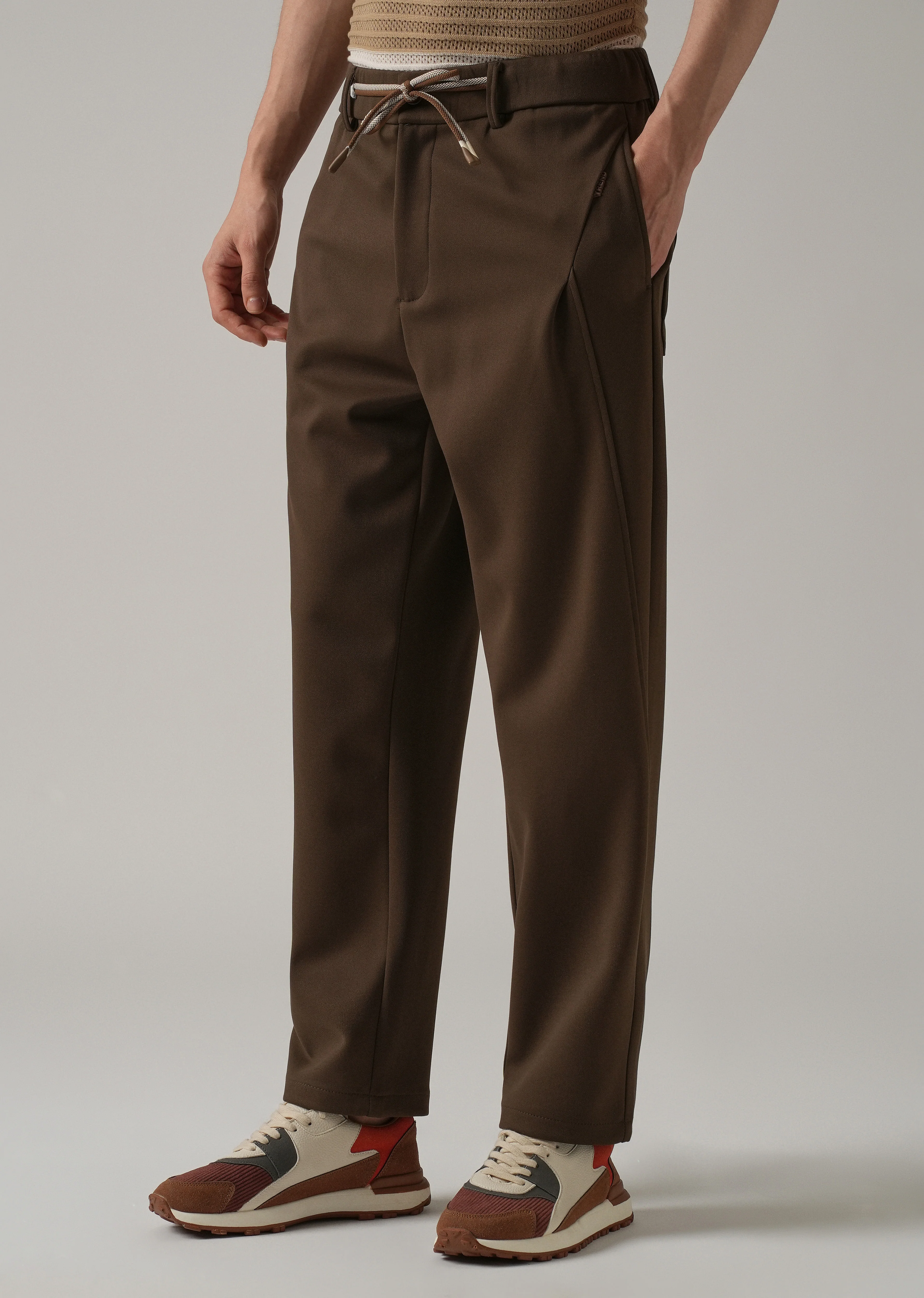 Dark Brown Textured Stretch Pant - Image 4