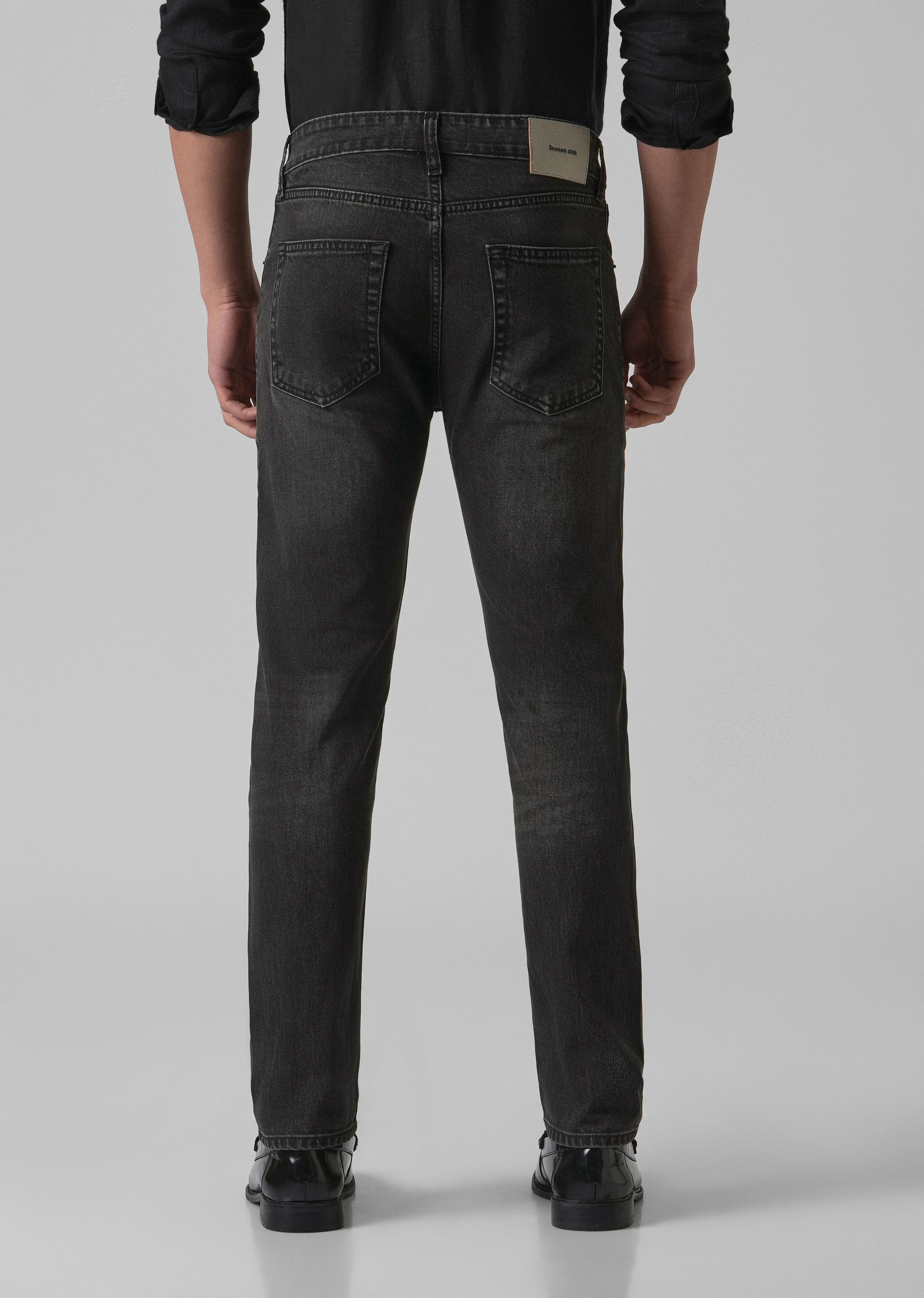 Dark Charcoal Grey Slim Fit Jeans - Image 2