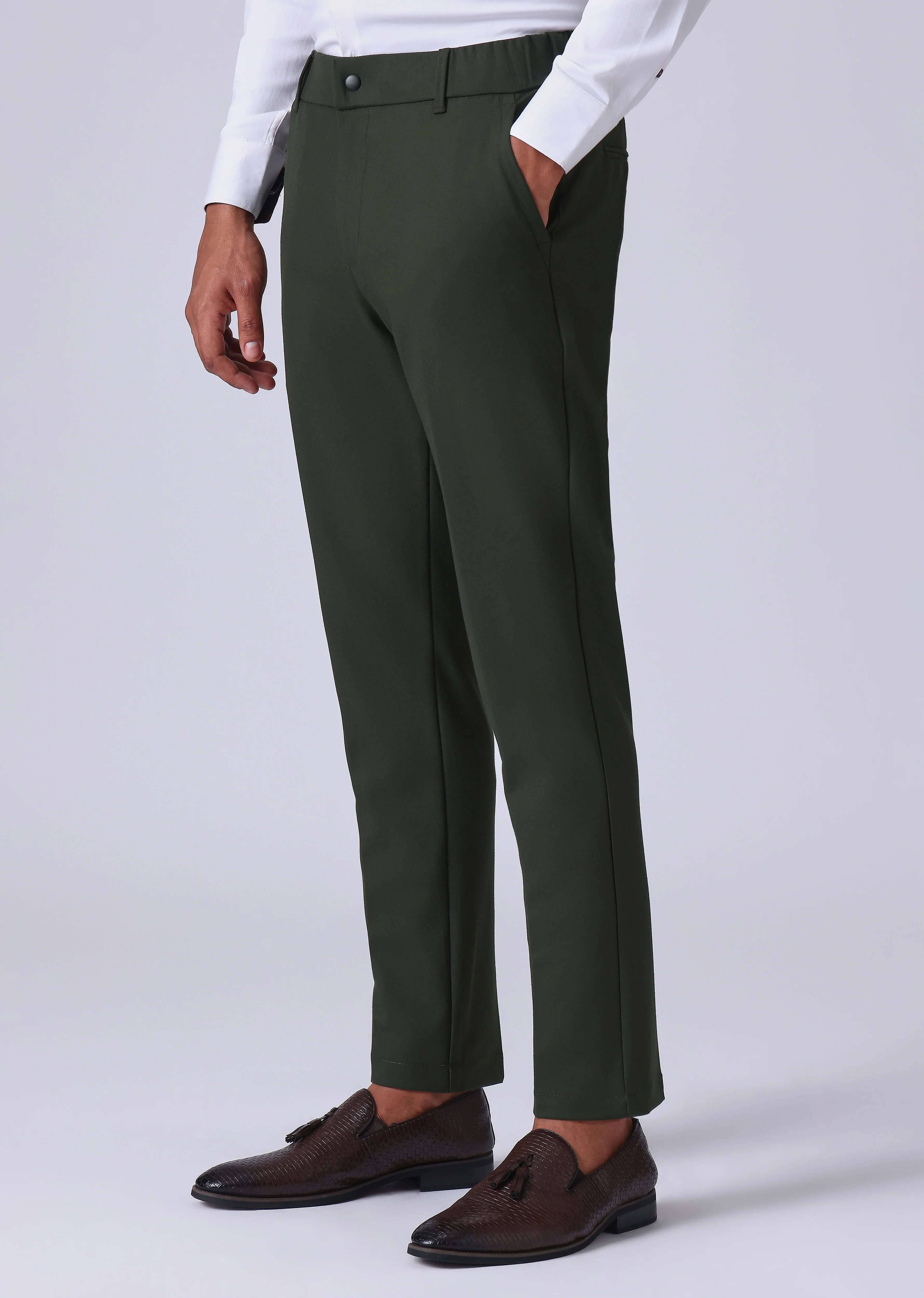 Dark Green 8 Way Stretch Trousers - Image 4