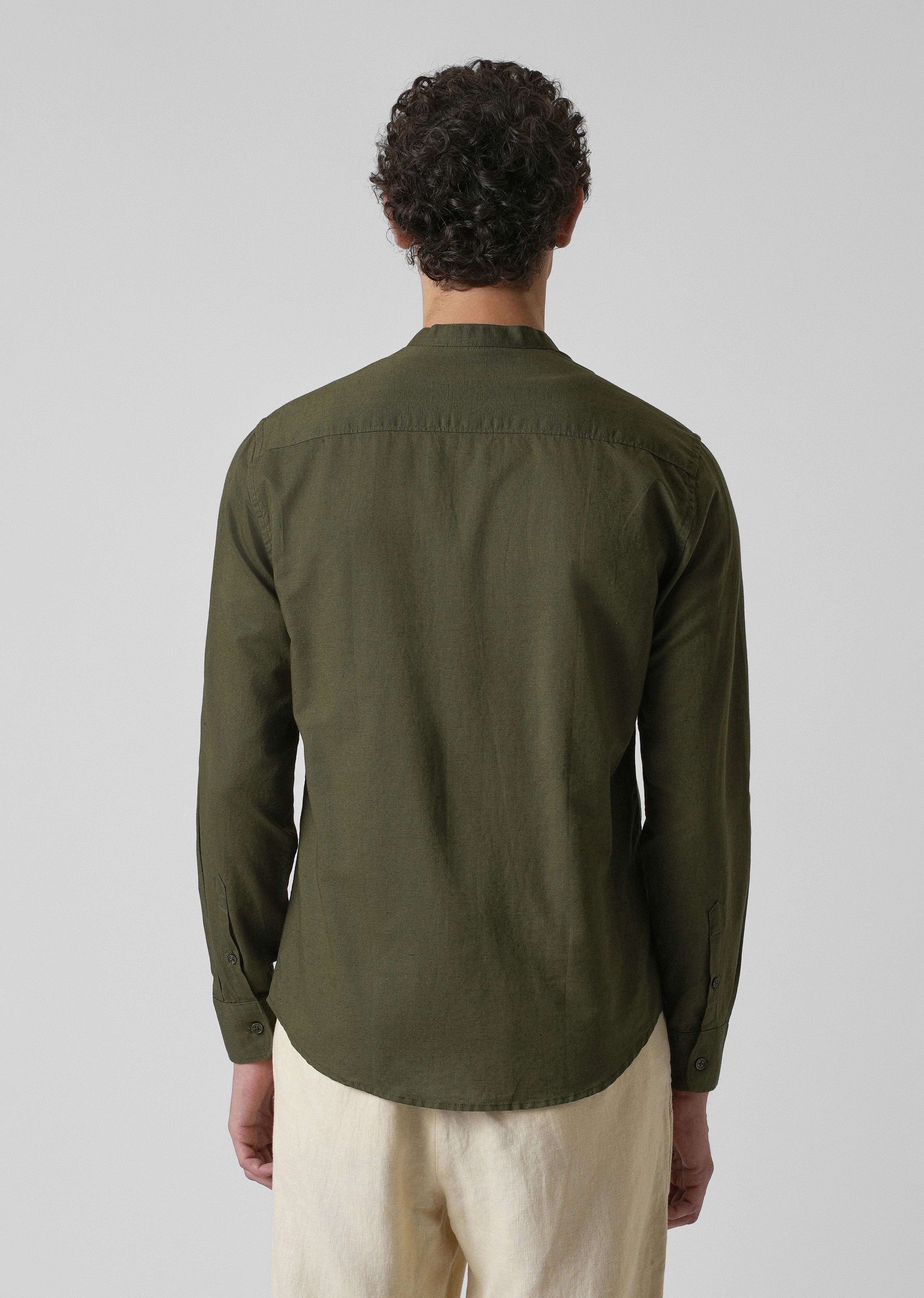 Dark Green Cotton Linen Shirt - Image 2
