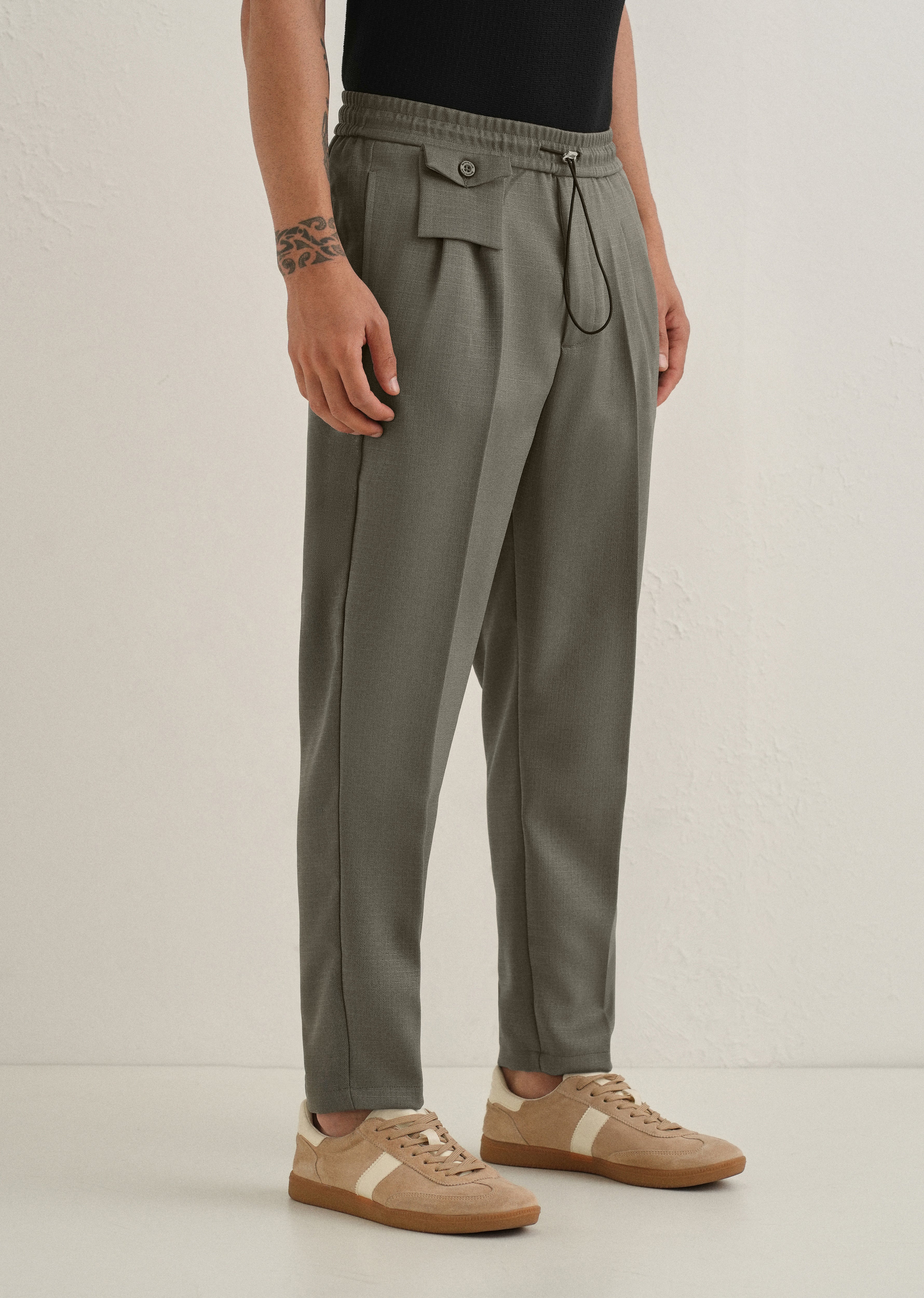 Dark Green Pleated Korean Pant - Image 4