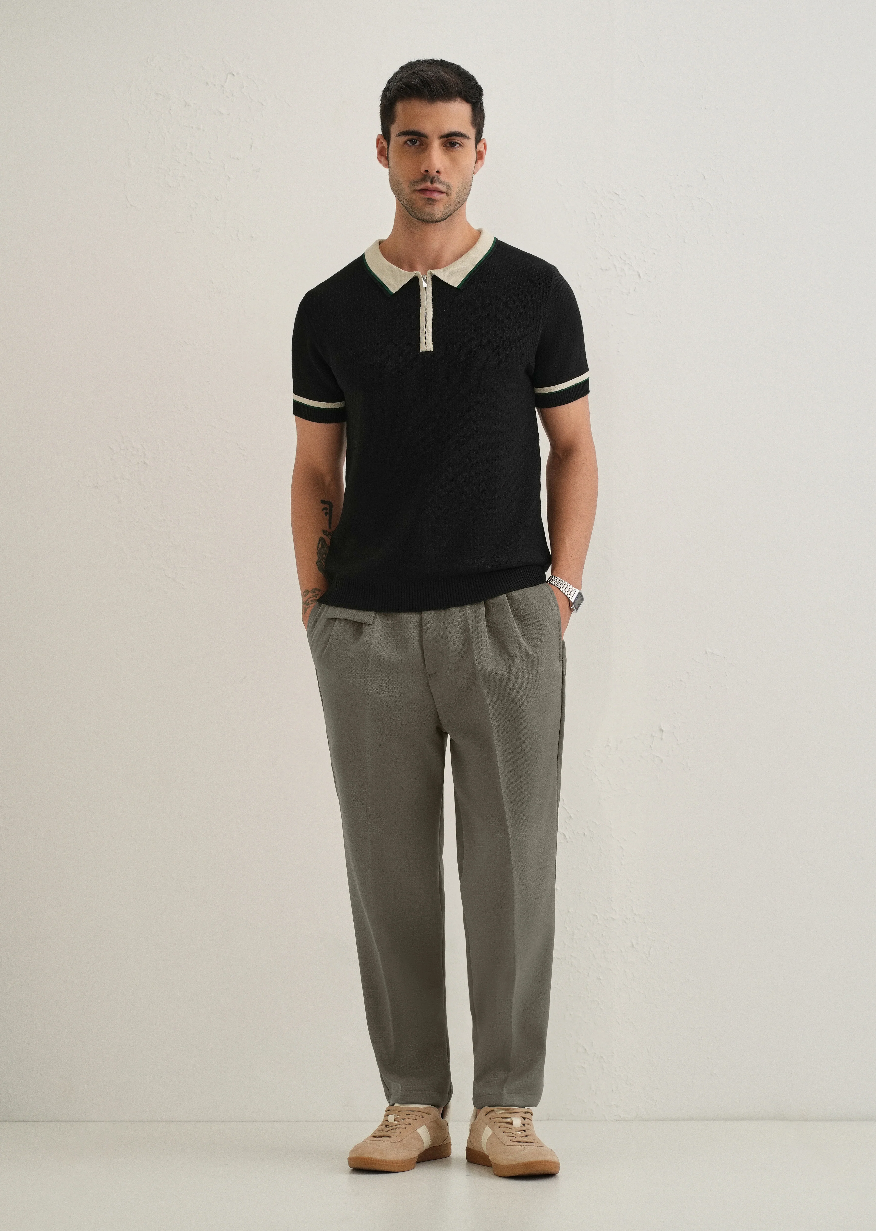 Dark Green Pleated Korean Pant - Image 6