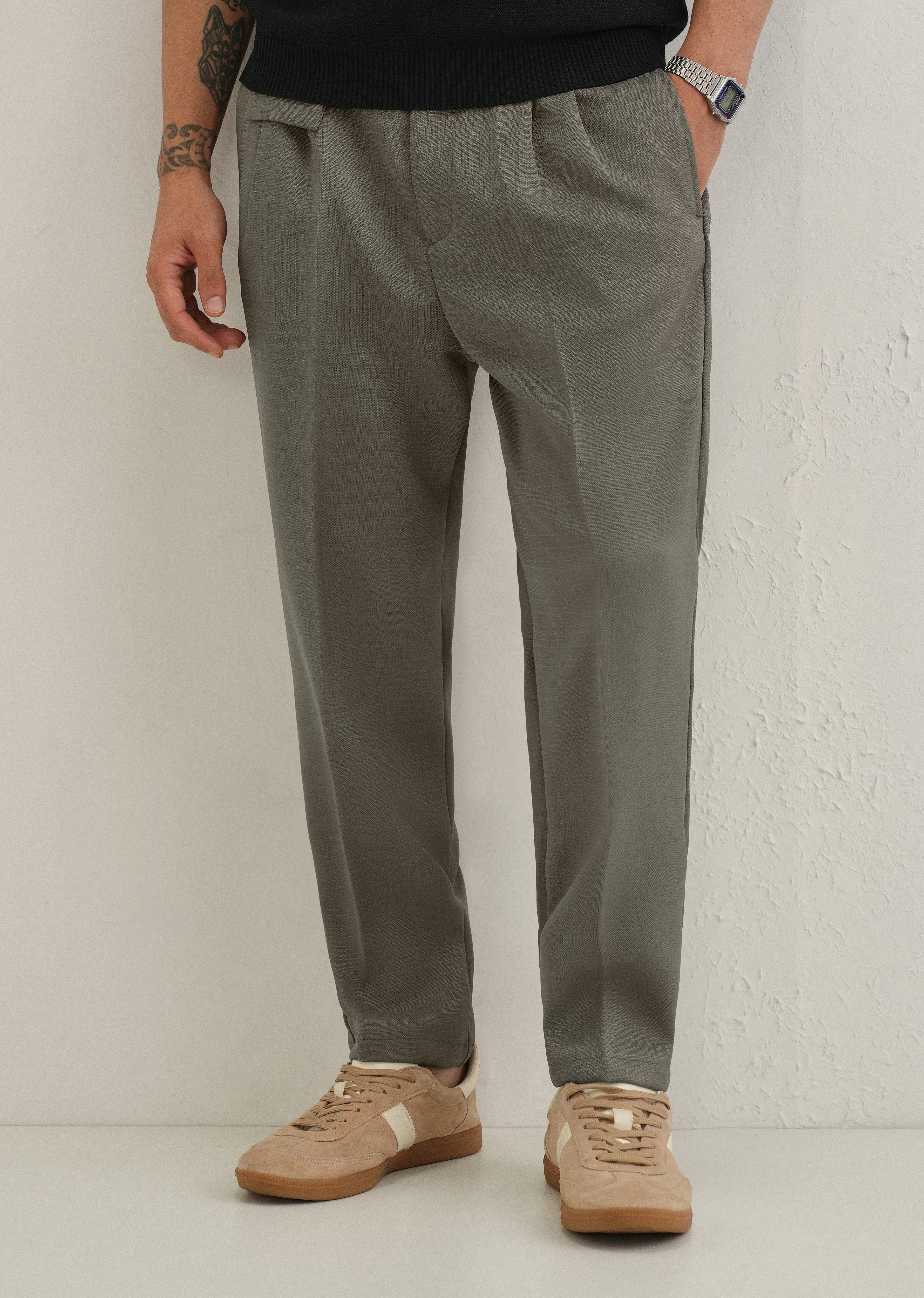 Dark Green Pleated Korean Pant - Image 7