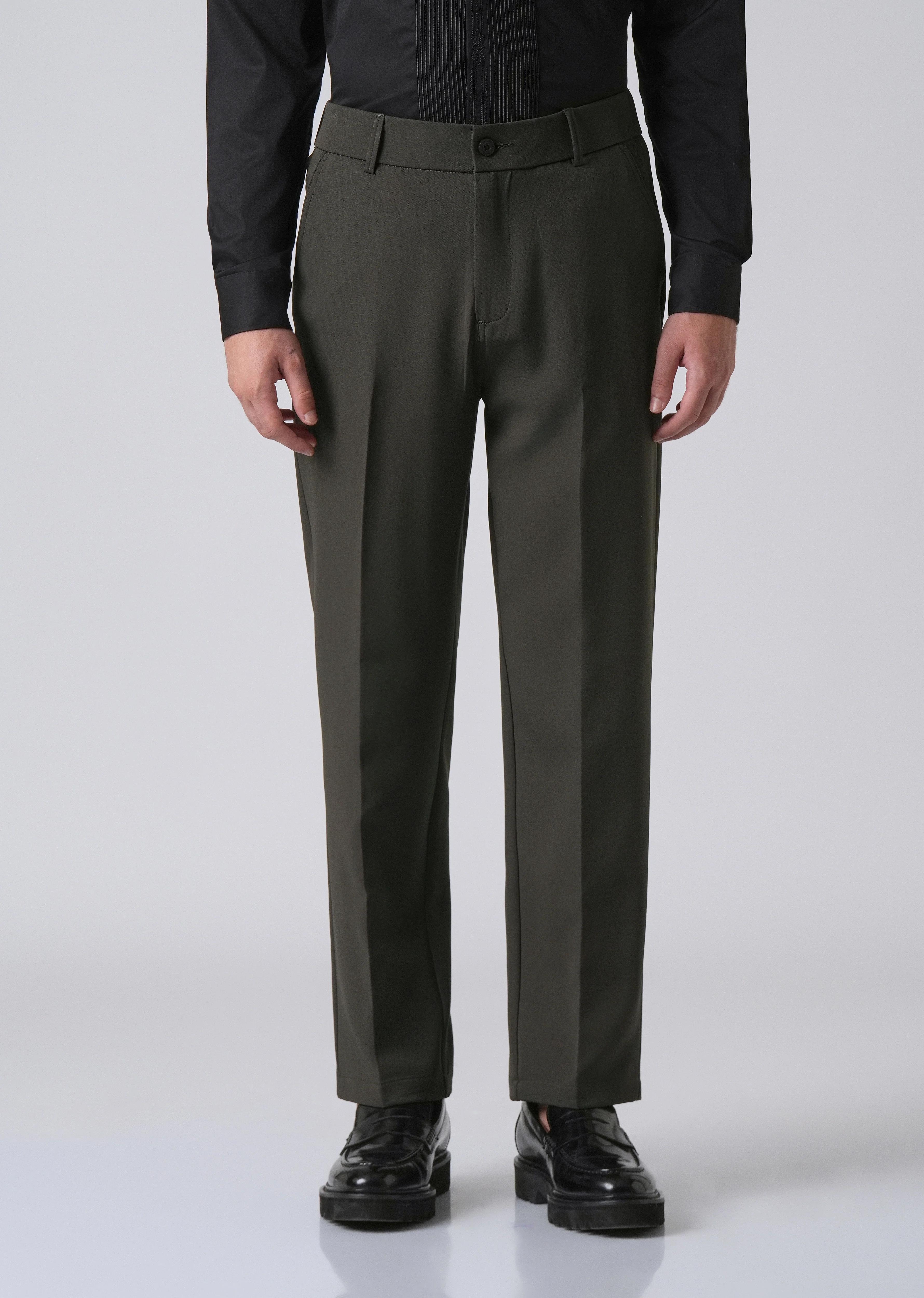 Dark Green Relaxed Fit Trousers - Image 3