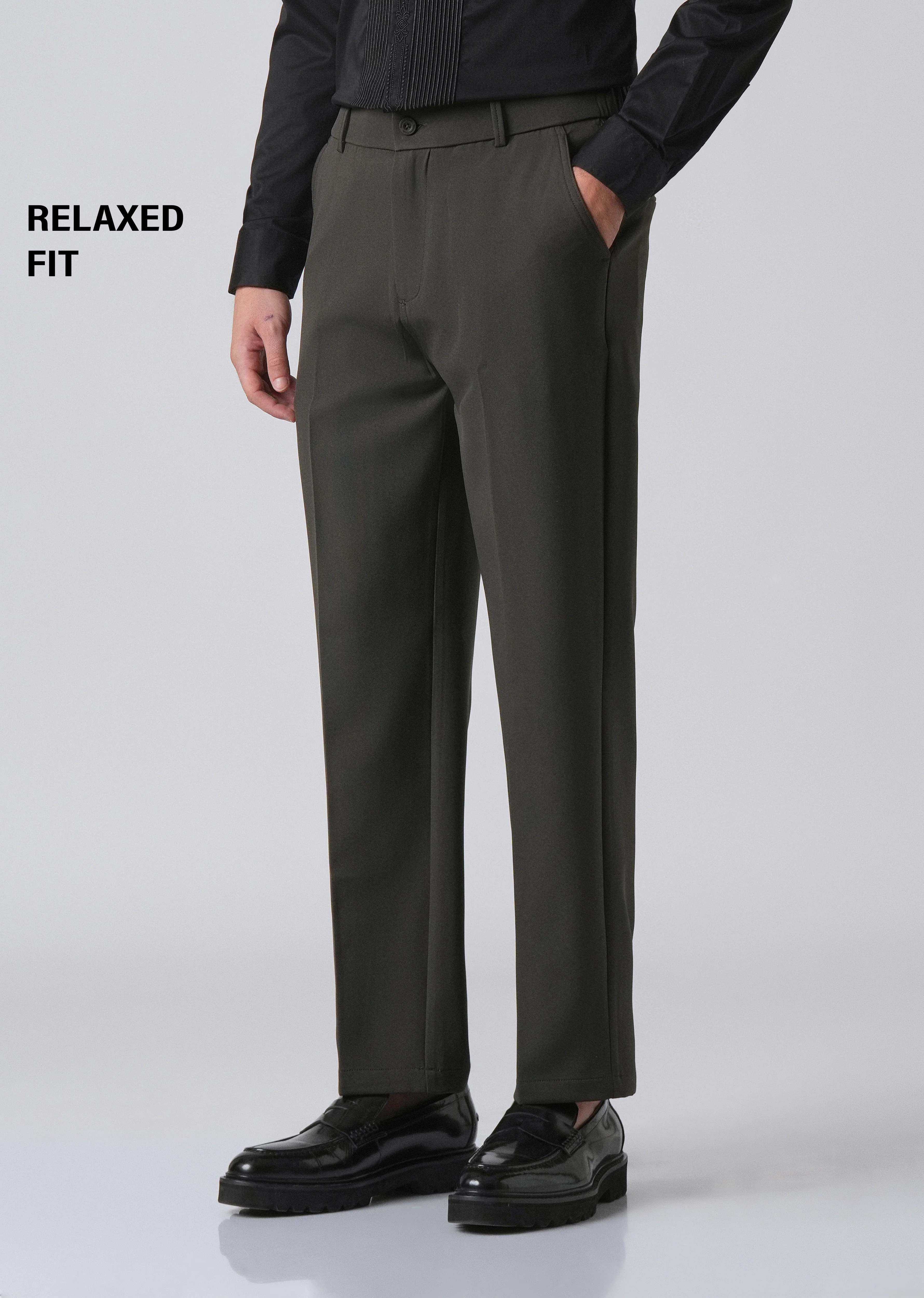 Dark Green Relaxed Fit Trousers - Image 7