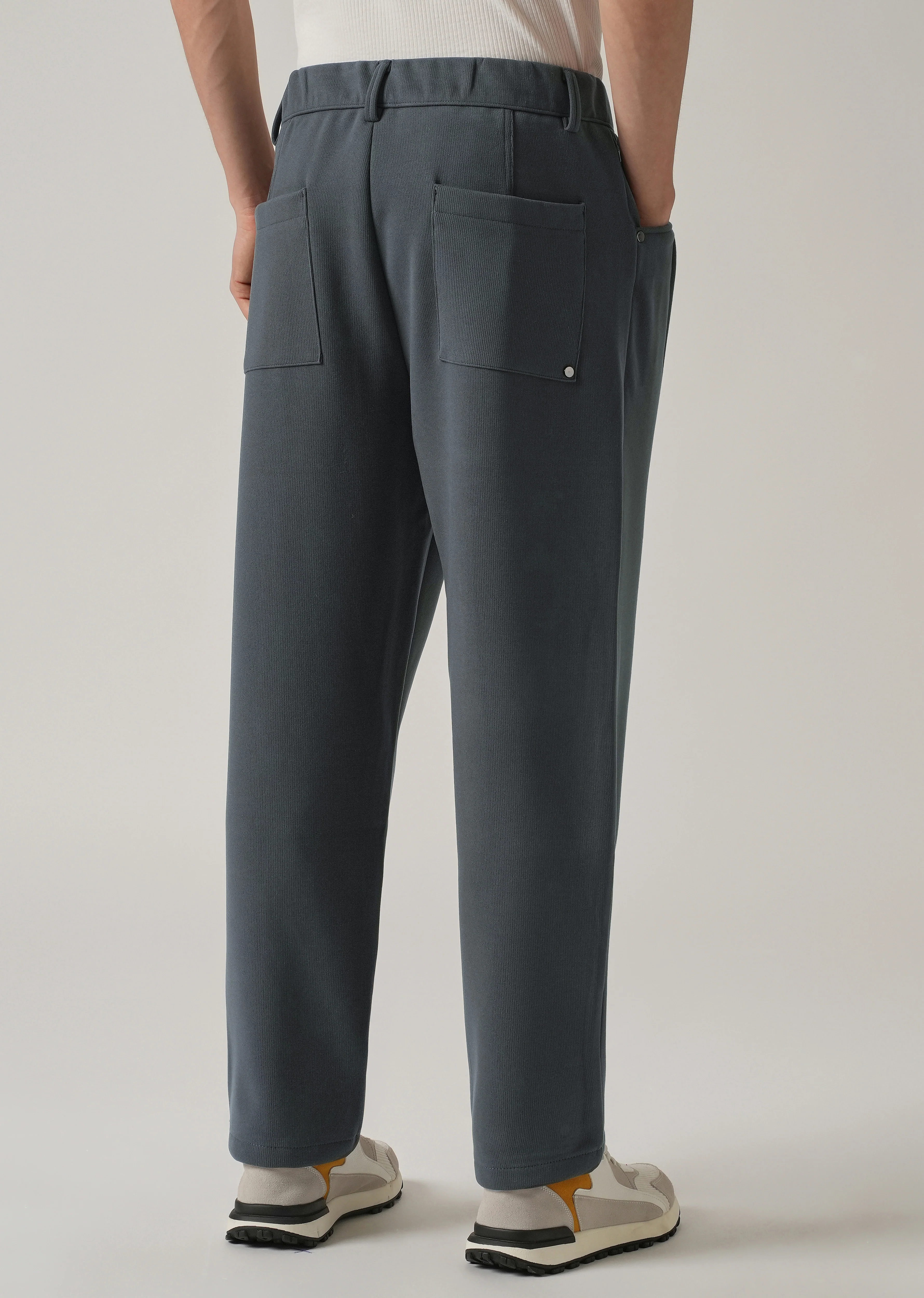 Dark Grey Corduroy Relaxed Fit Drawstring Pant - Image 2