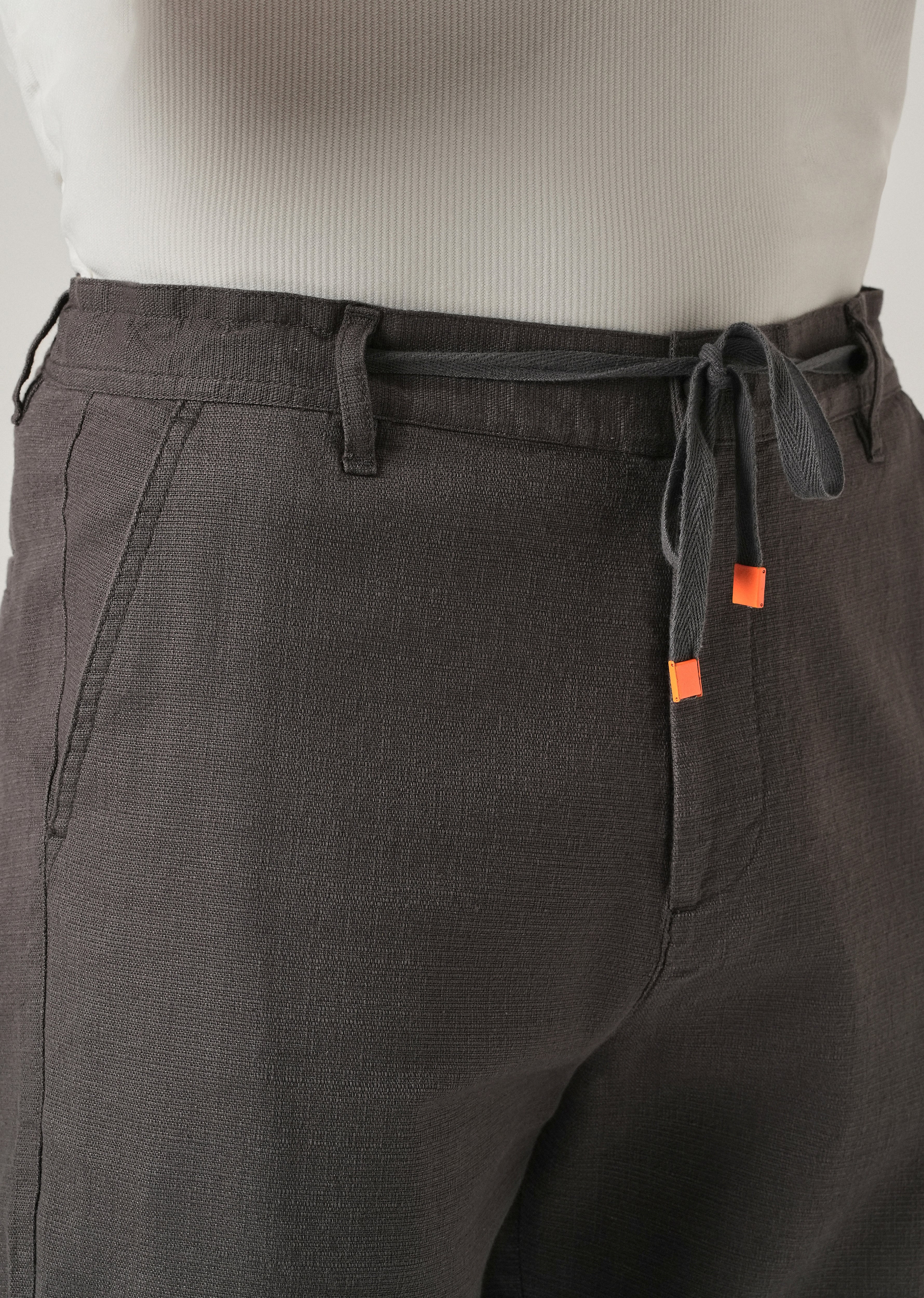 Dark Grey Linen-Look Cotton Trousers - Image 5