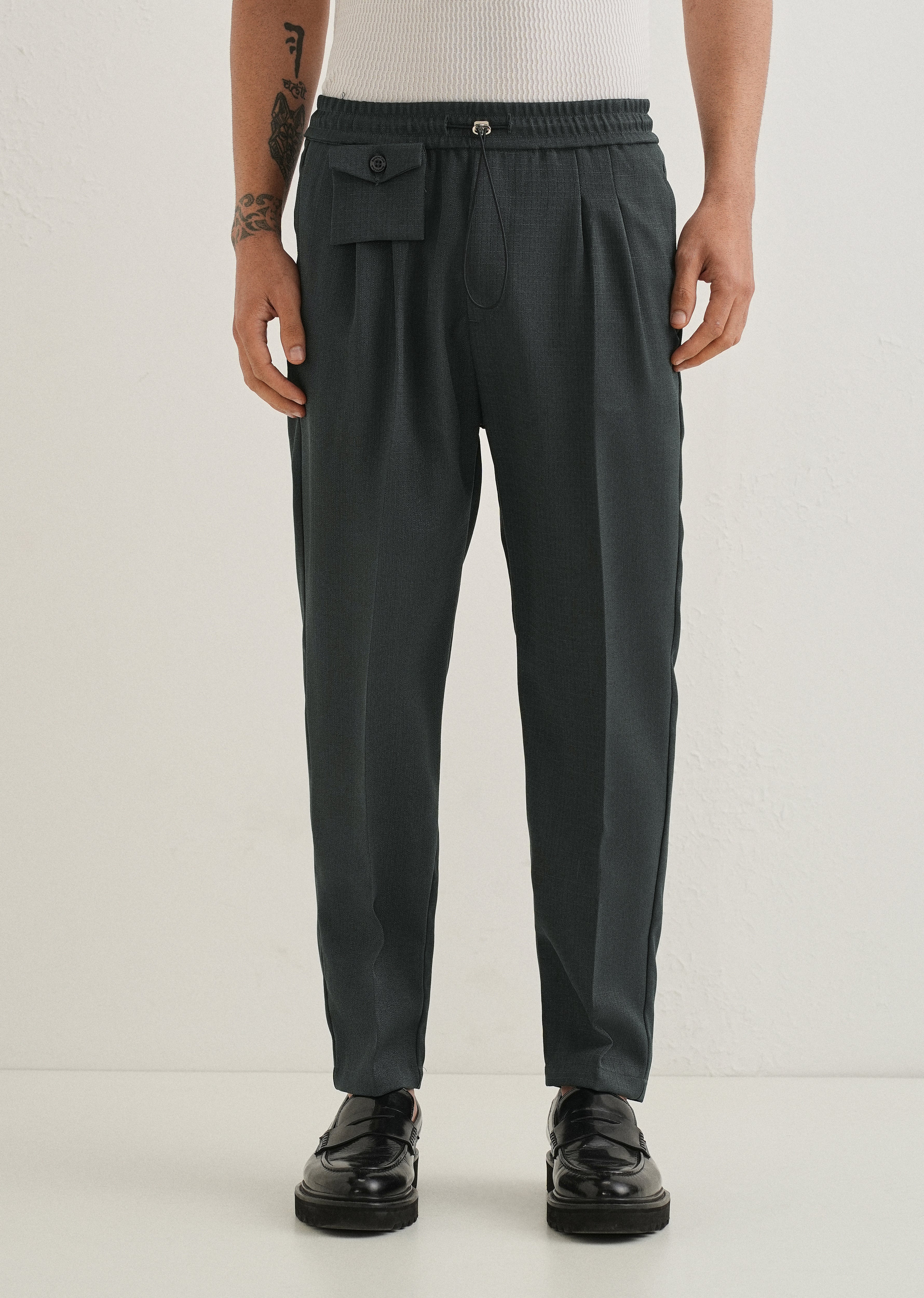 Dark Grey Pleated Korean Pant - Image 3