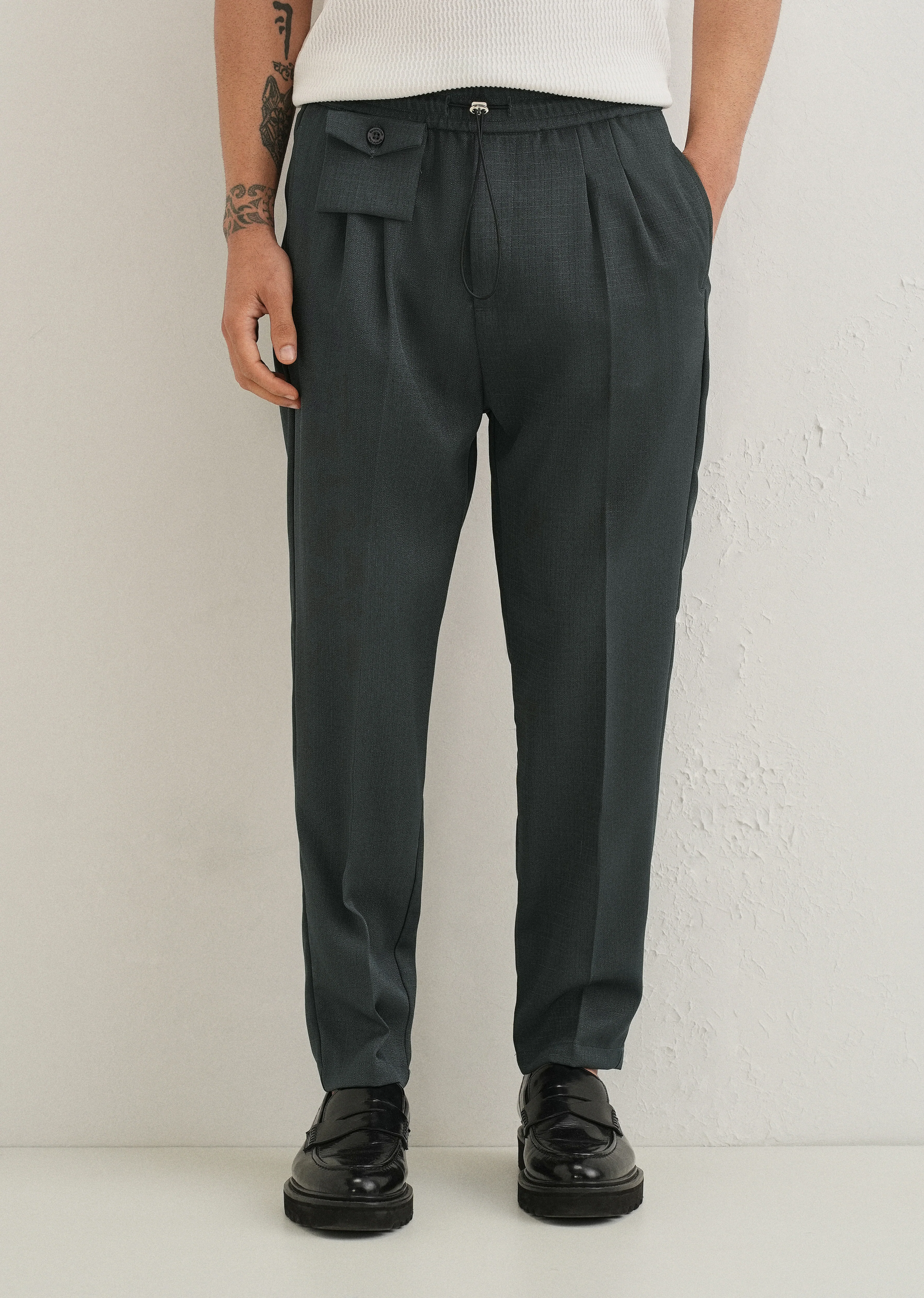 Dark Grey Pleated Korean Pant - Image 7