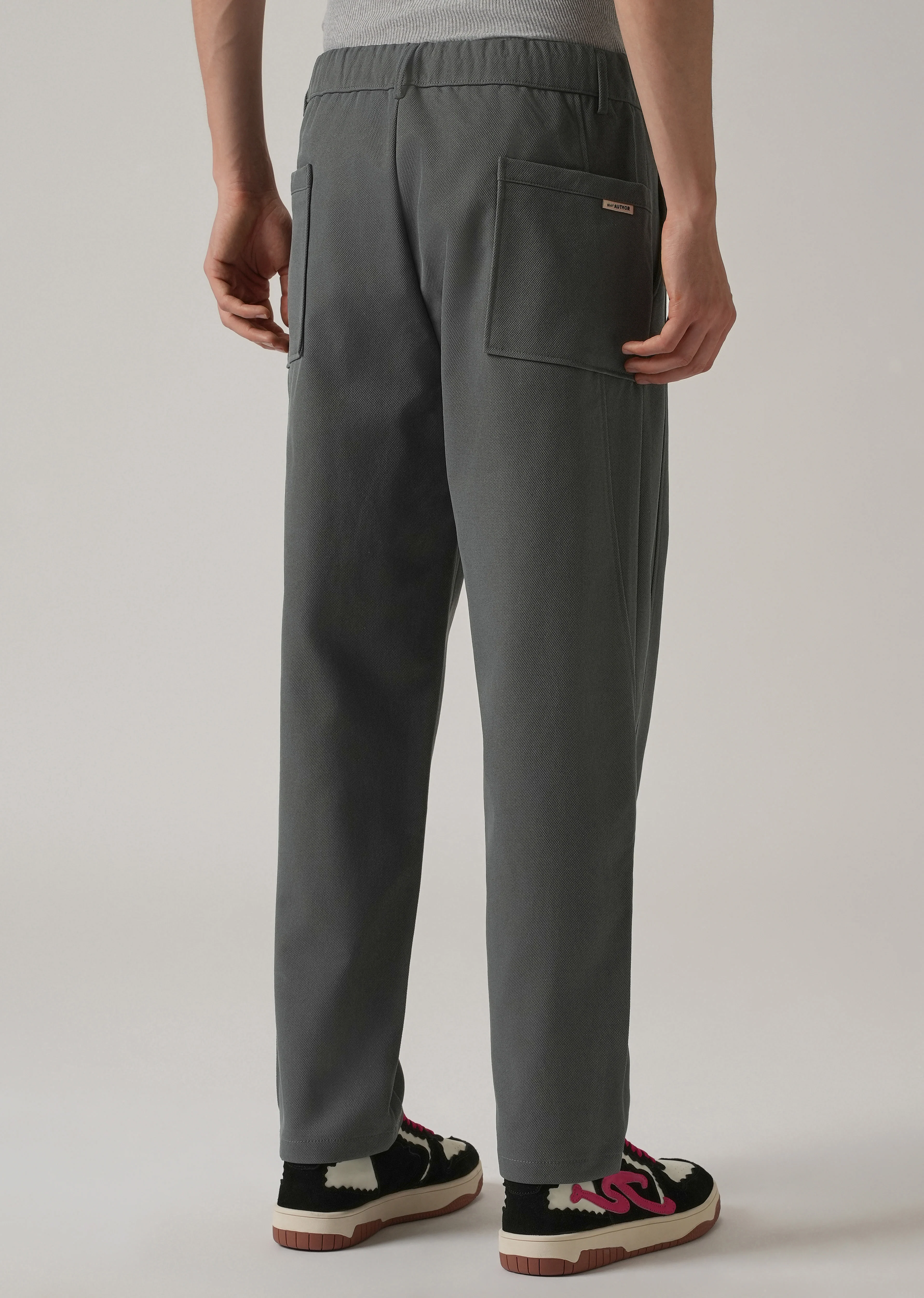 Dark Grey Relaxed Fit Tie Waist Pant - Image 2