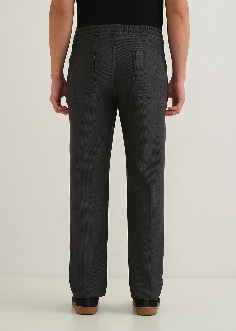 Dark Grey Straight Fit Corduroy Pants - Image 3