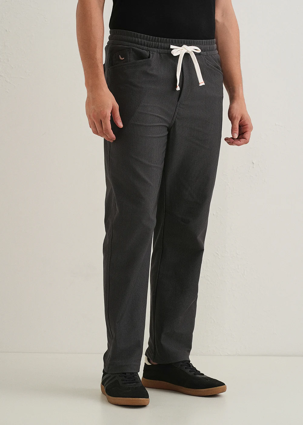 Dark Grey Straight Fit Corduroy Pants - Image 5
